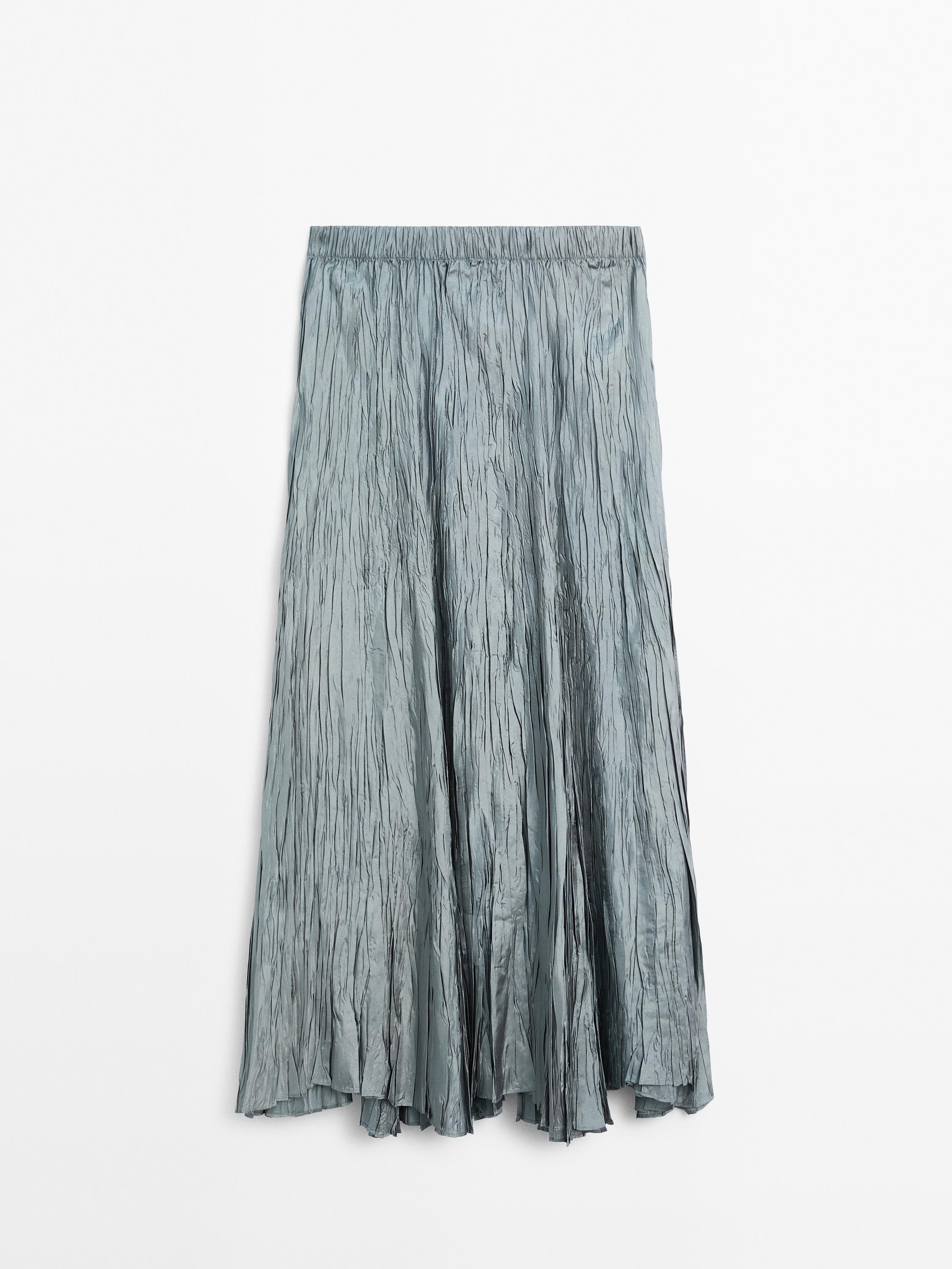Long pleated skirt with elasticated waistband