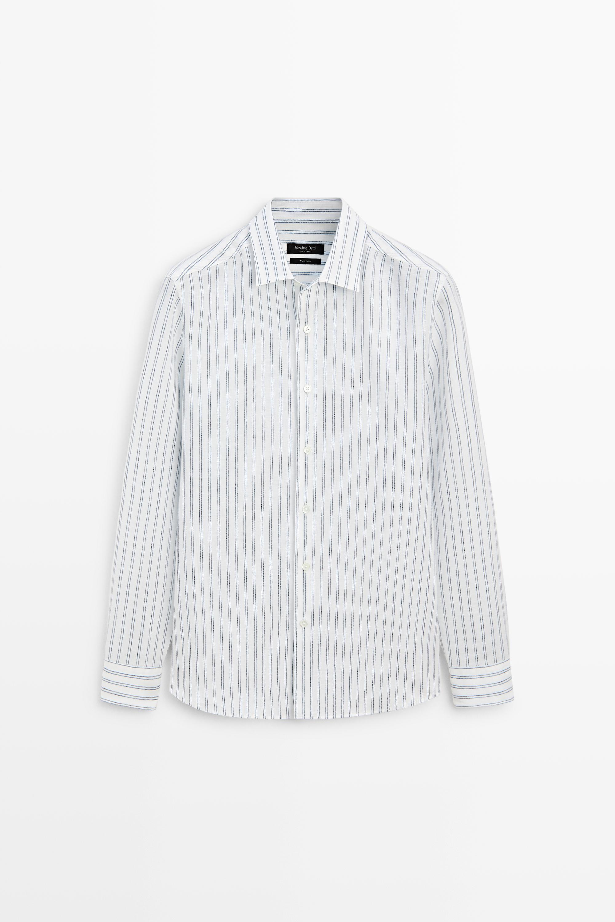 100% linen regular fit shirt — TURQUOISE