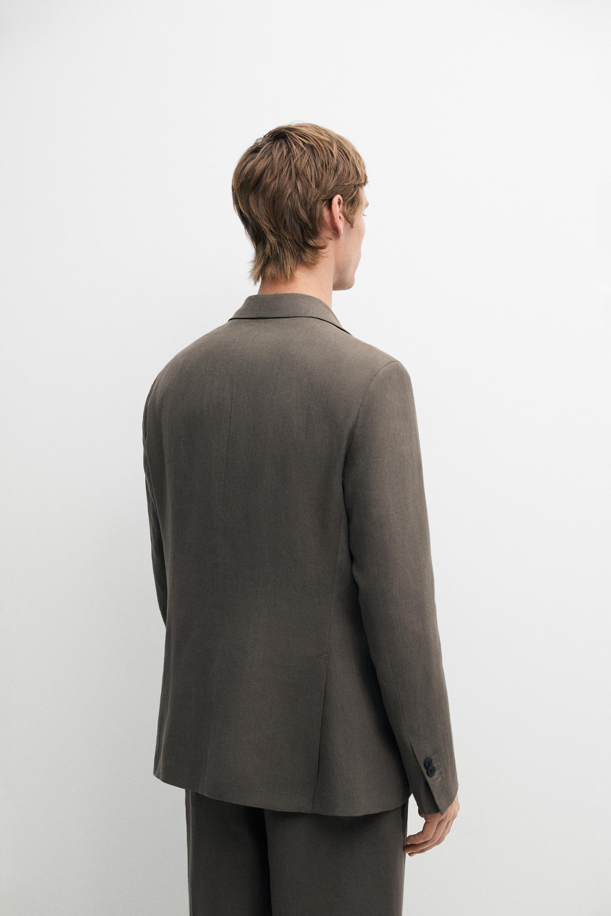 100% linen suit blazer — DARK GREEN