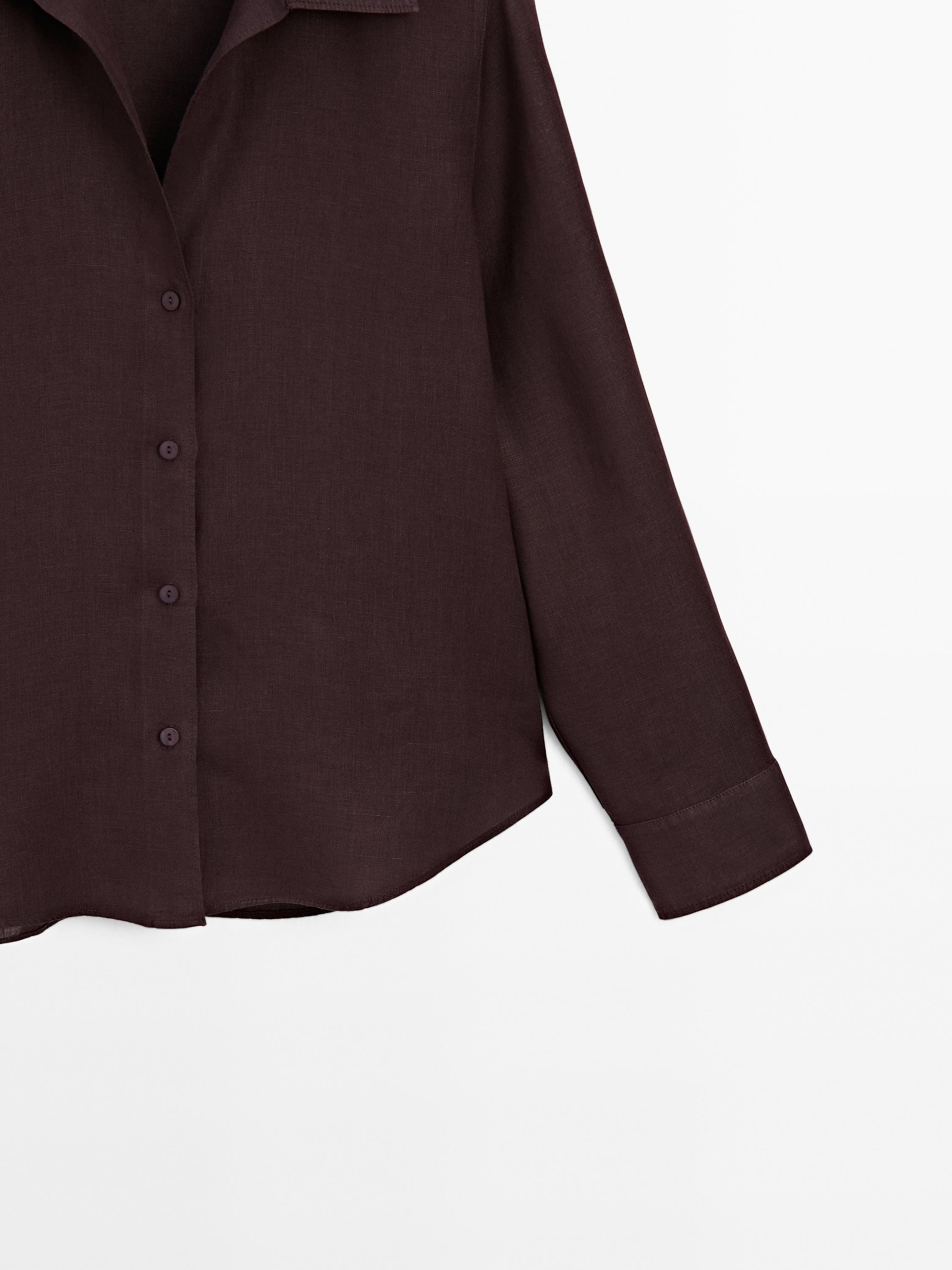 Camisa cuello abierto 100% lino