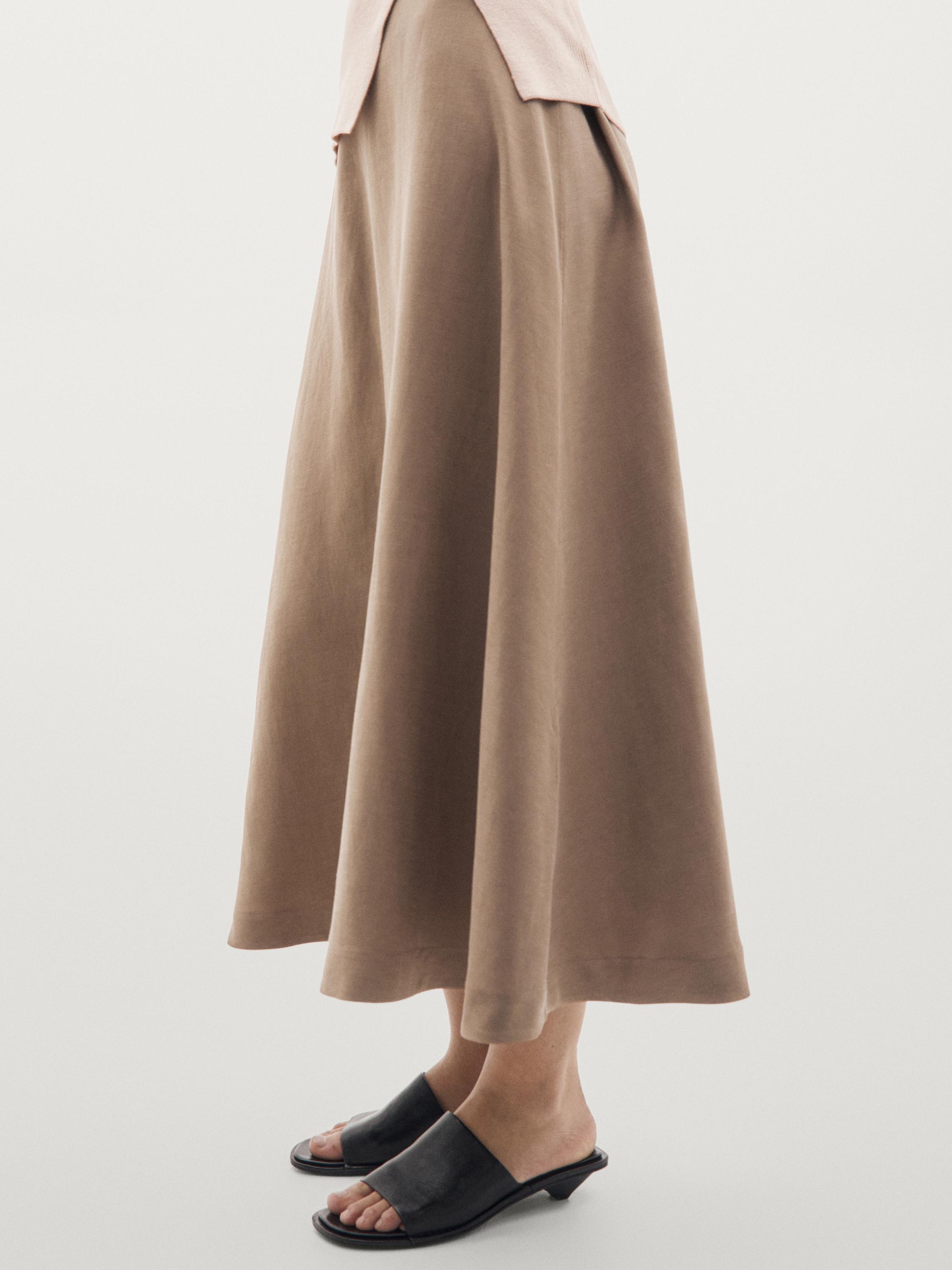 Flared midi skirt with elasticated waistband — Washed