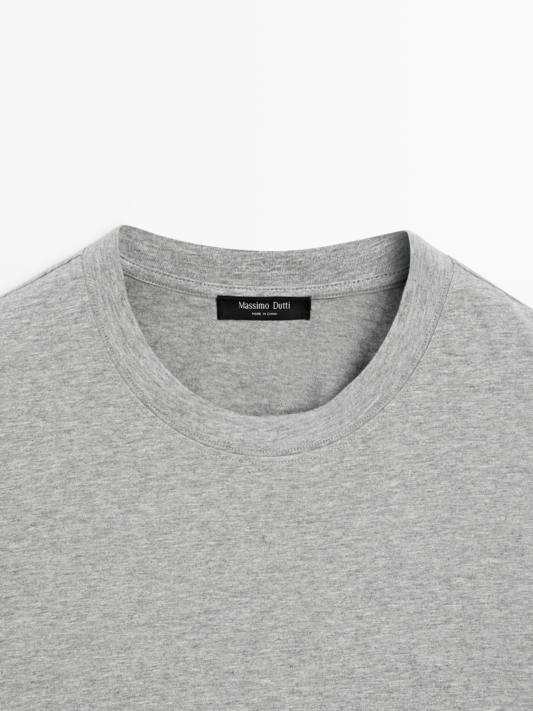 Short sleeve cotton melange T-shirt — GREY MARL