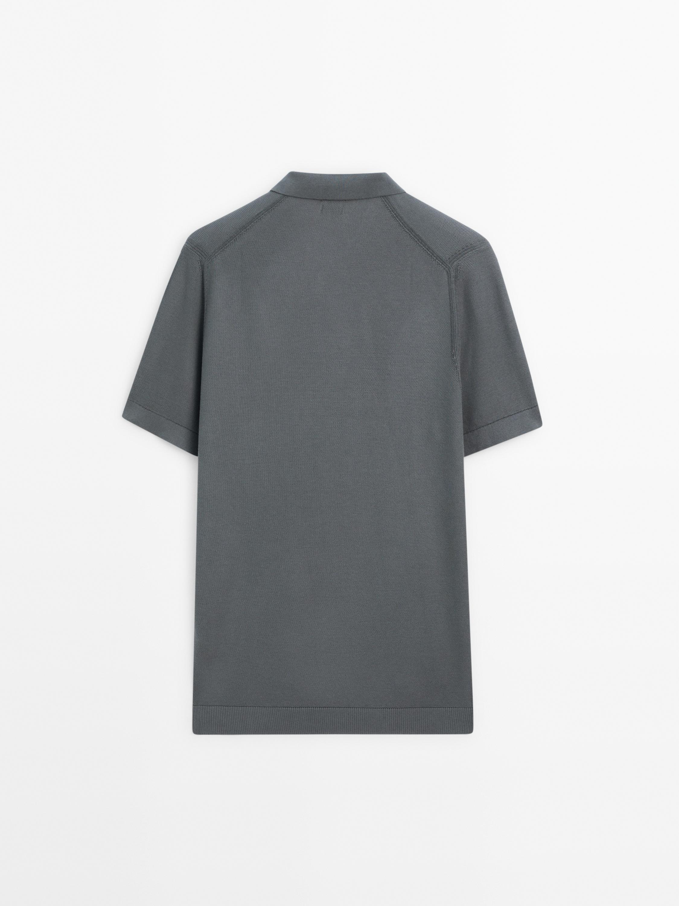 Pull polo à manches courtes en maille de coton