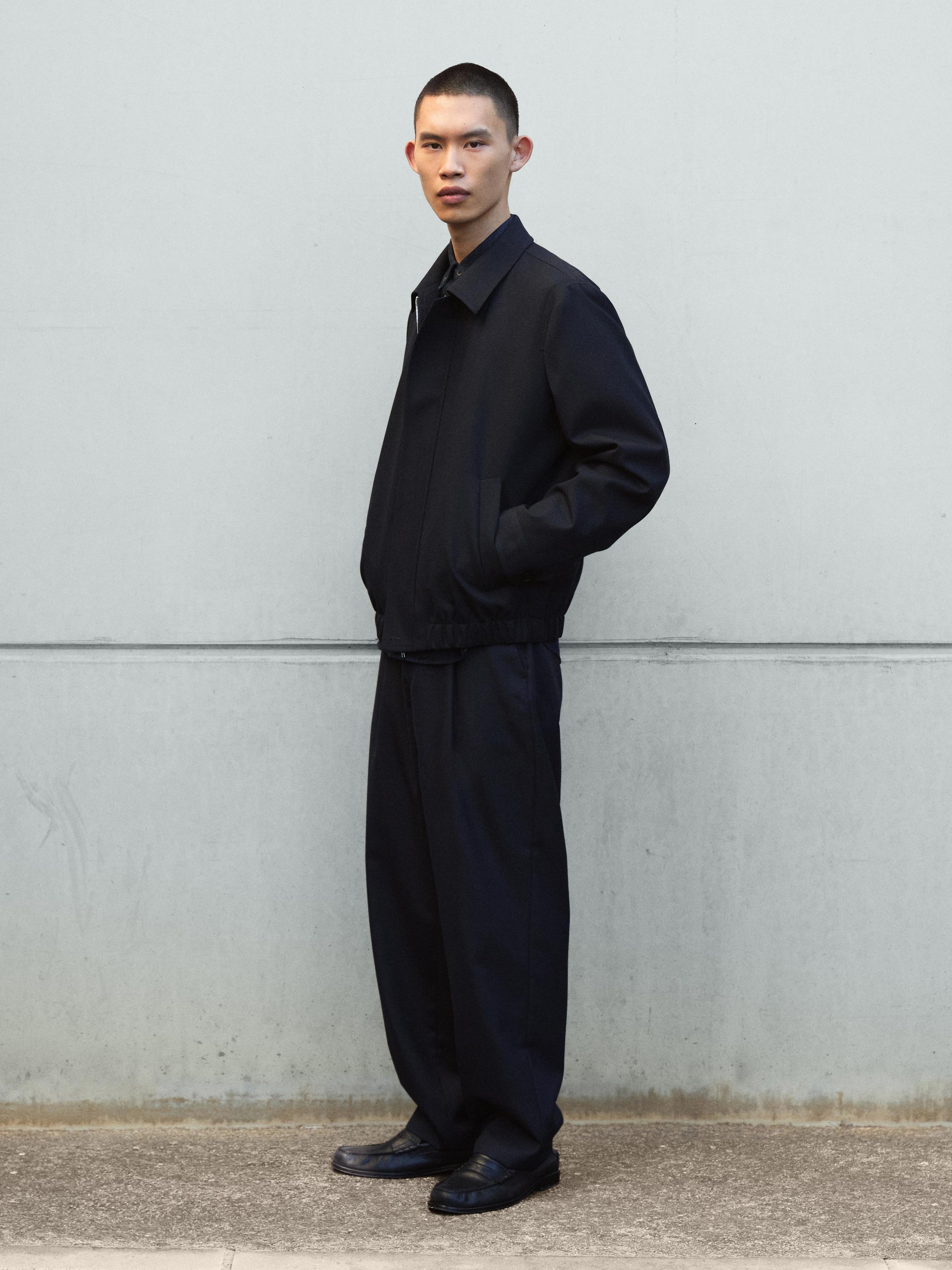 Cold wool total look jacket — NAVY BLUE