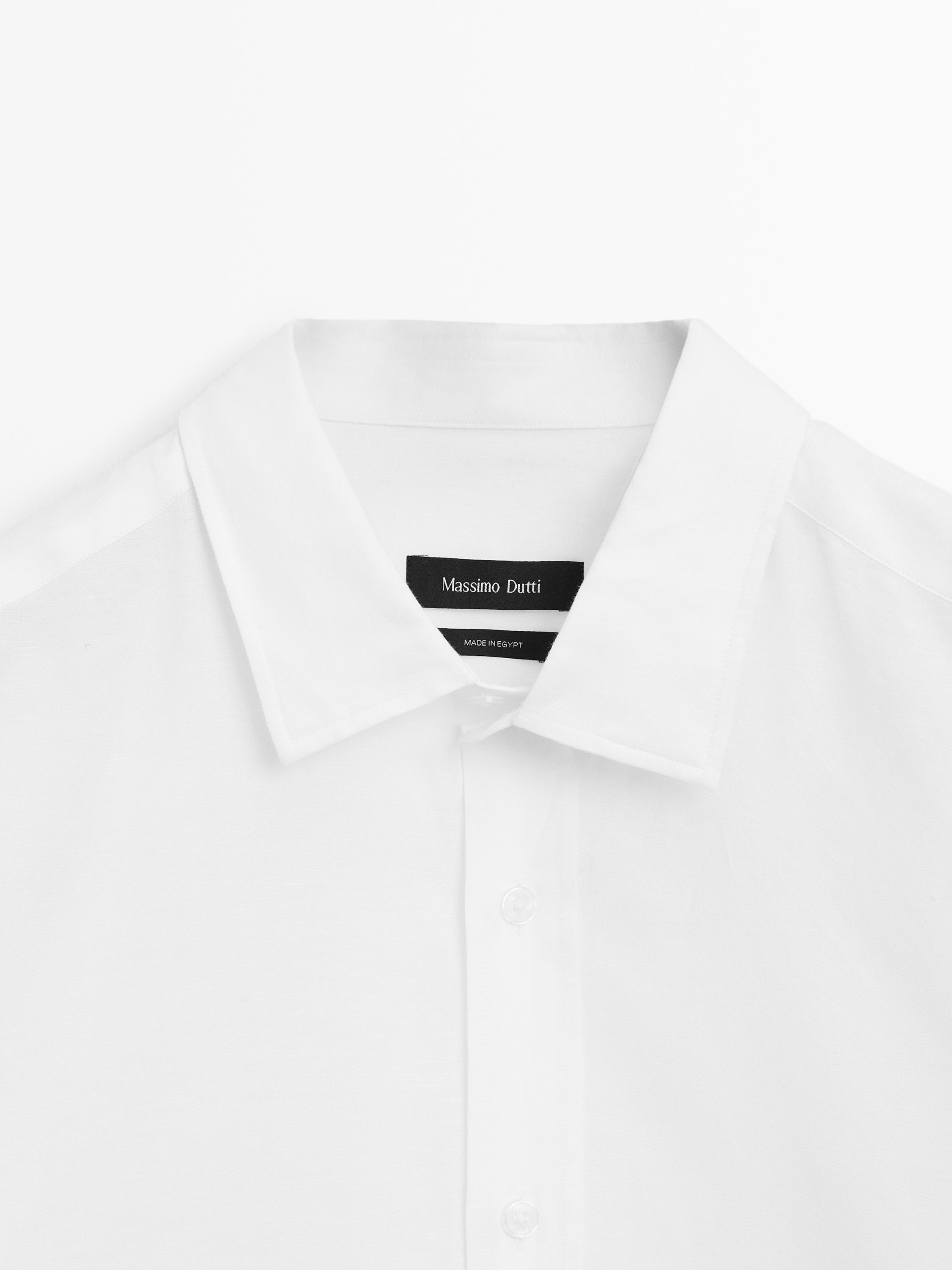 Regular fit cotton blend shirt
