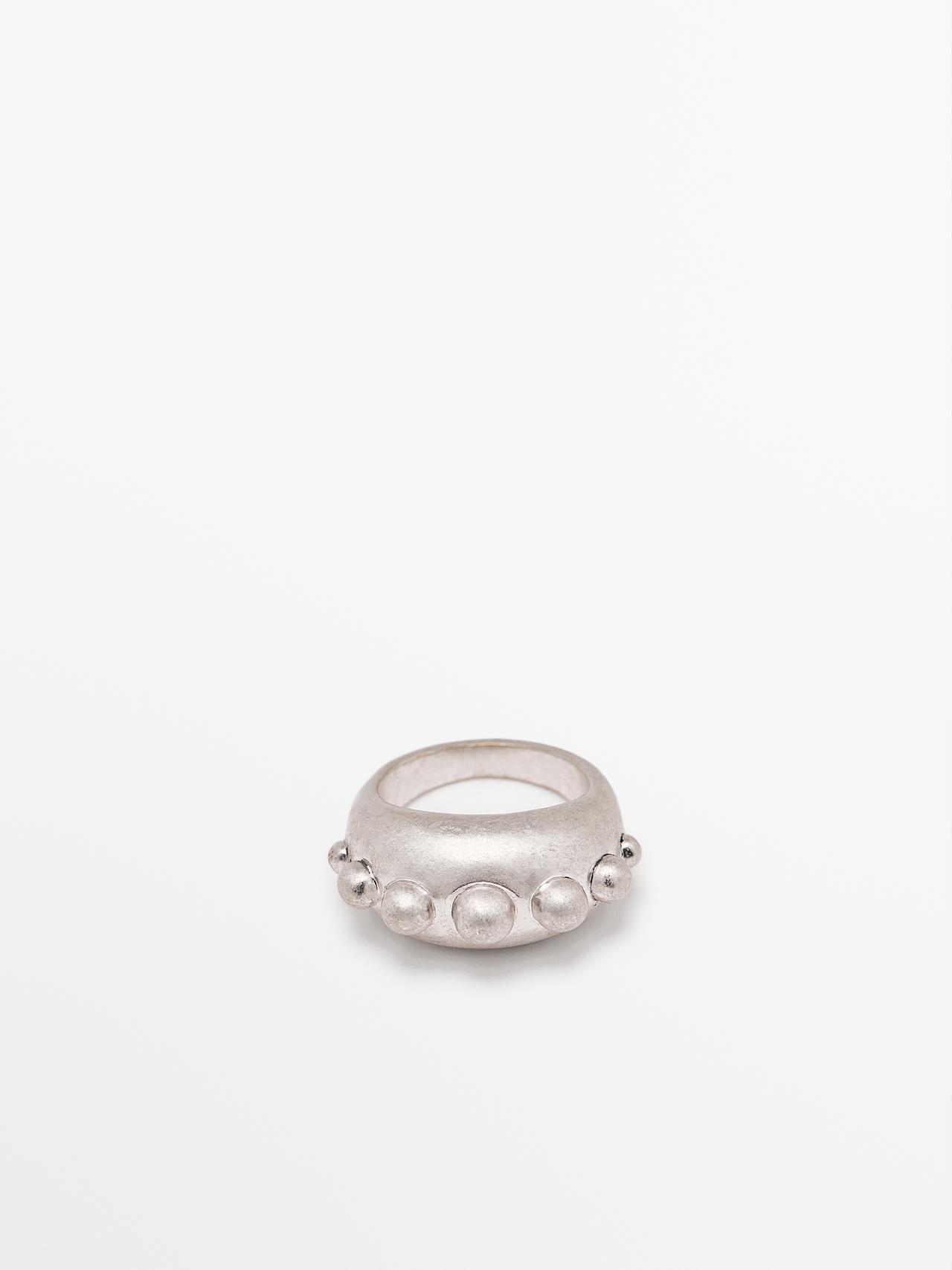 Massimo Dutti - Dame - Ring Med Runde Dele - Sølv - 01