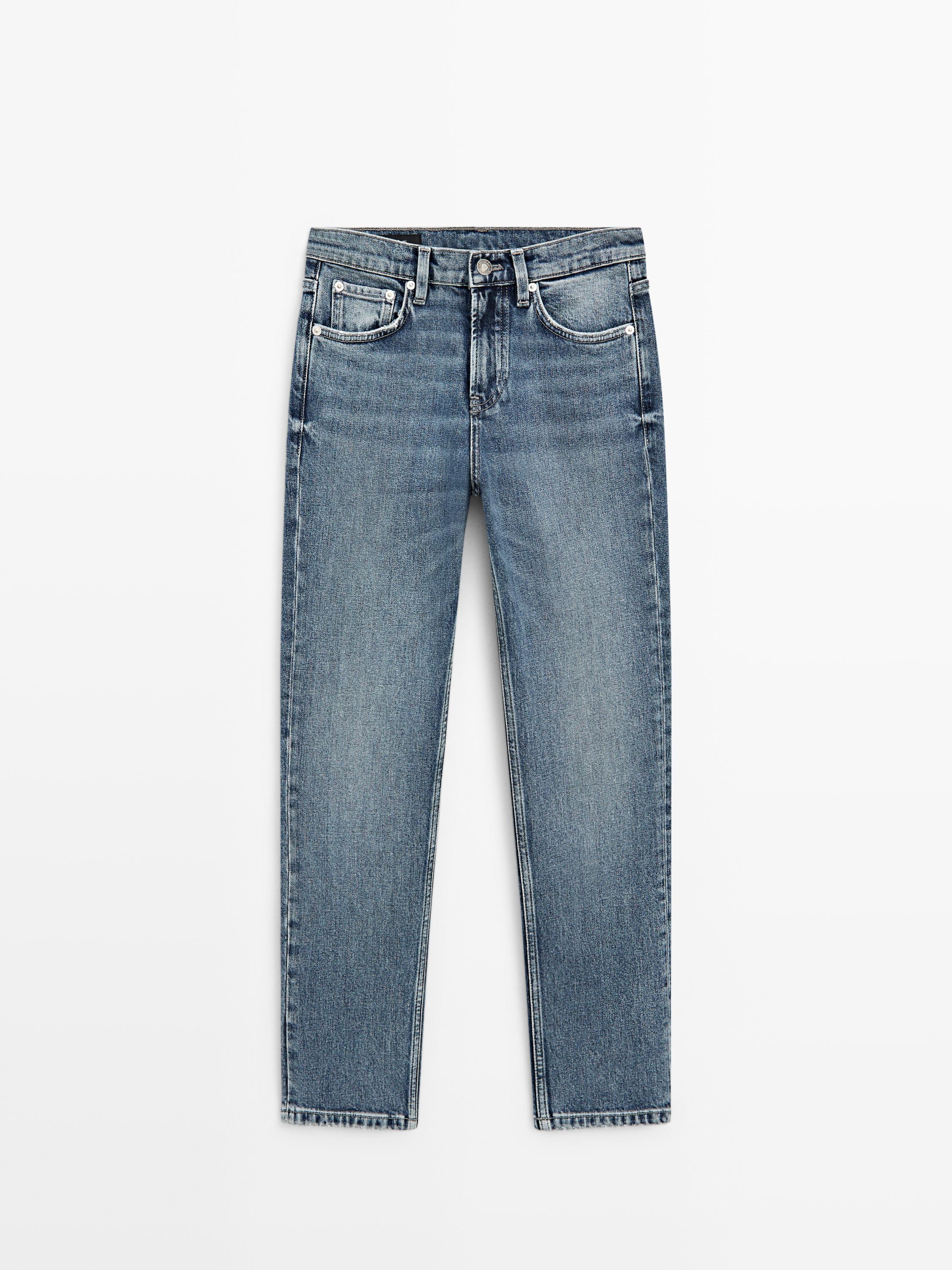 Mid-rise cropped slim fit jeans — MEDIUM BLUE