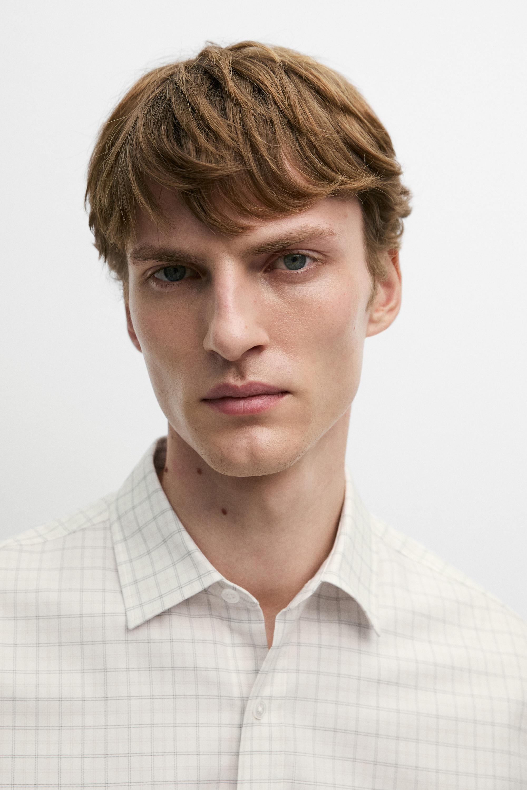100% Cotton Regular Fit Check Shirt — Ecru