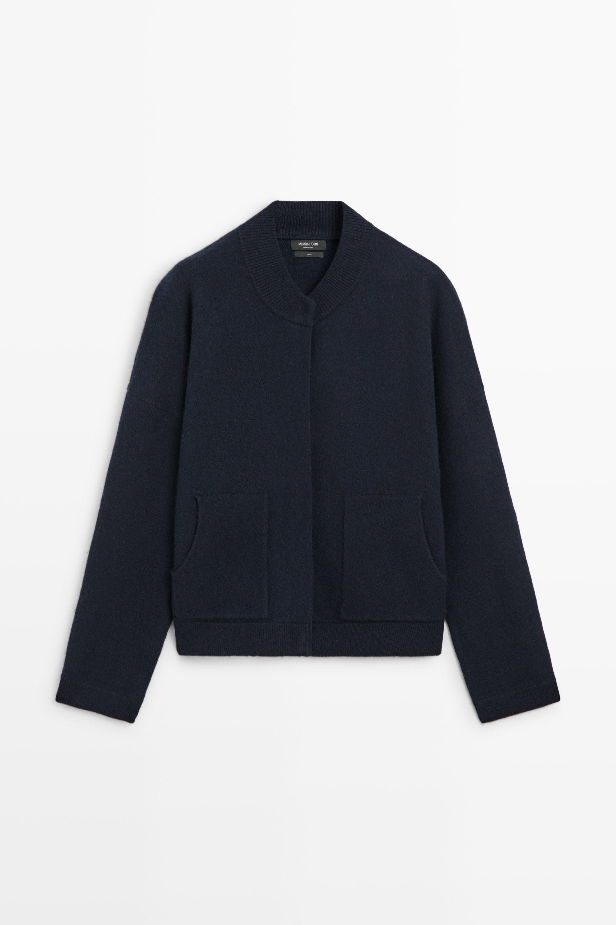 Chaqueta bomber bolsillos 100% lana