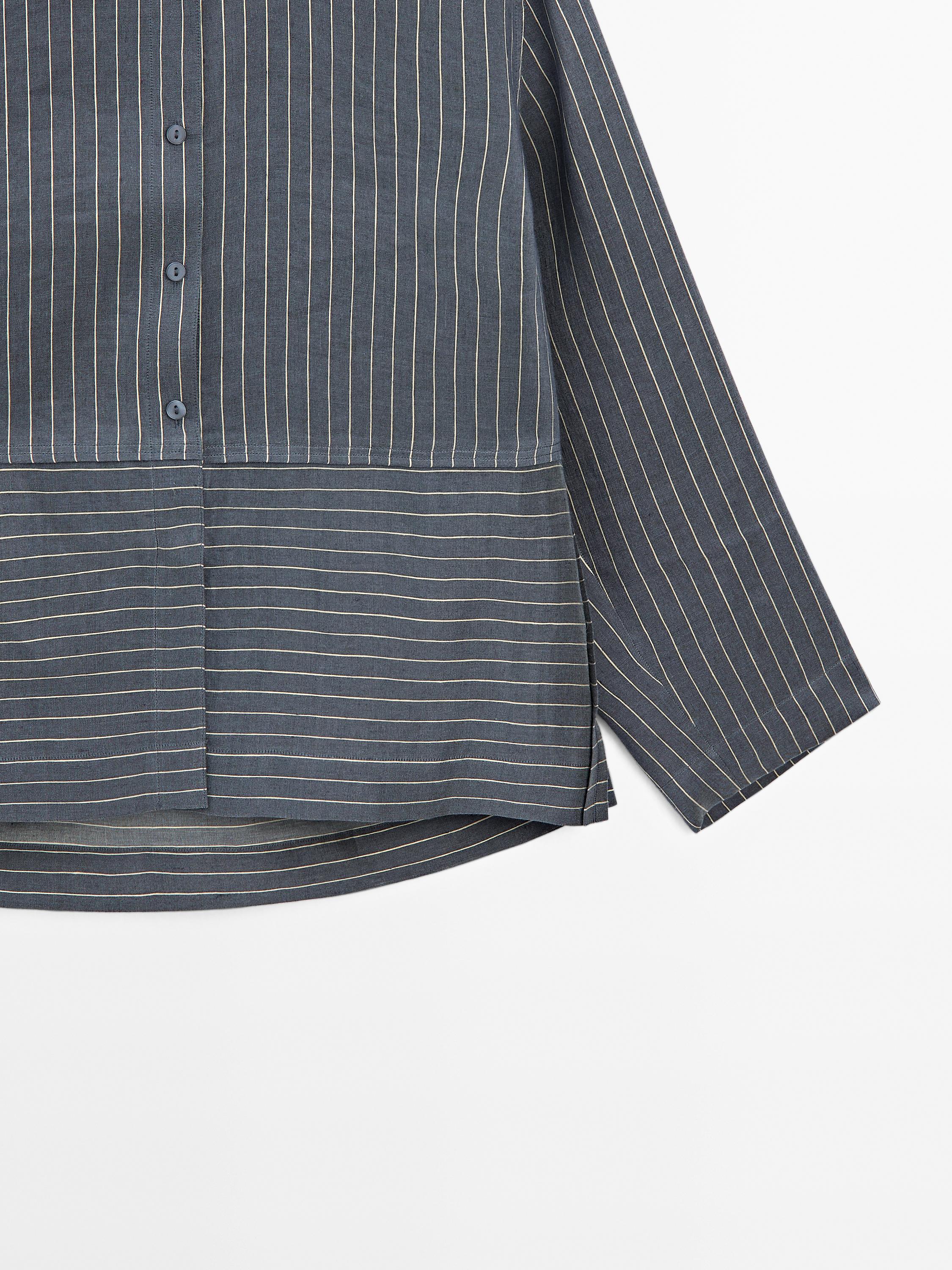 Striped linen blend shirt