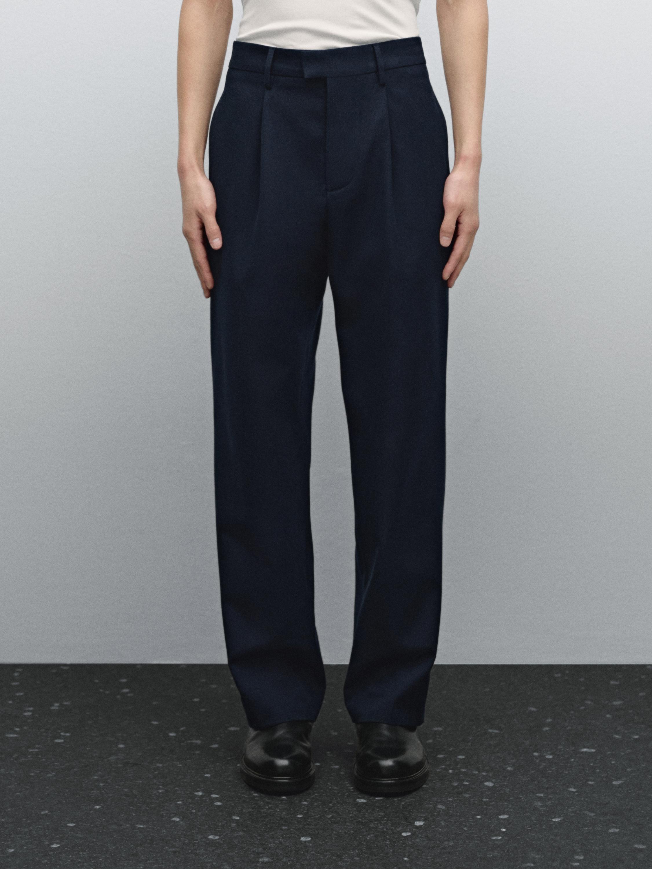 Wool blend trousers with darts