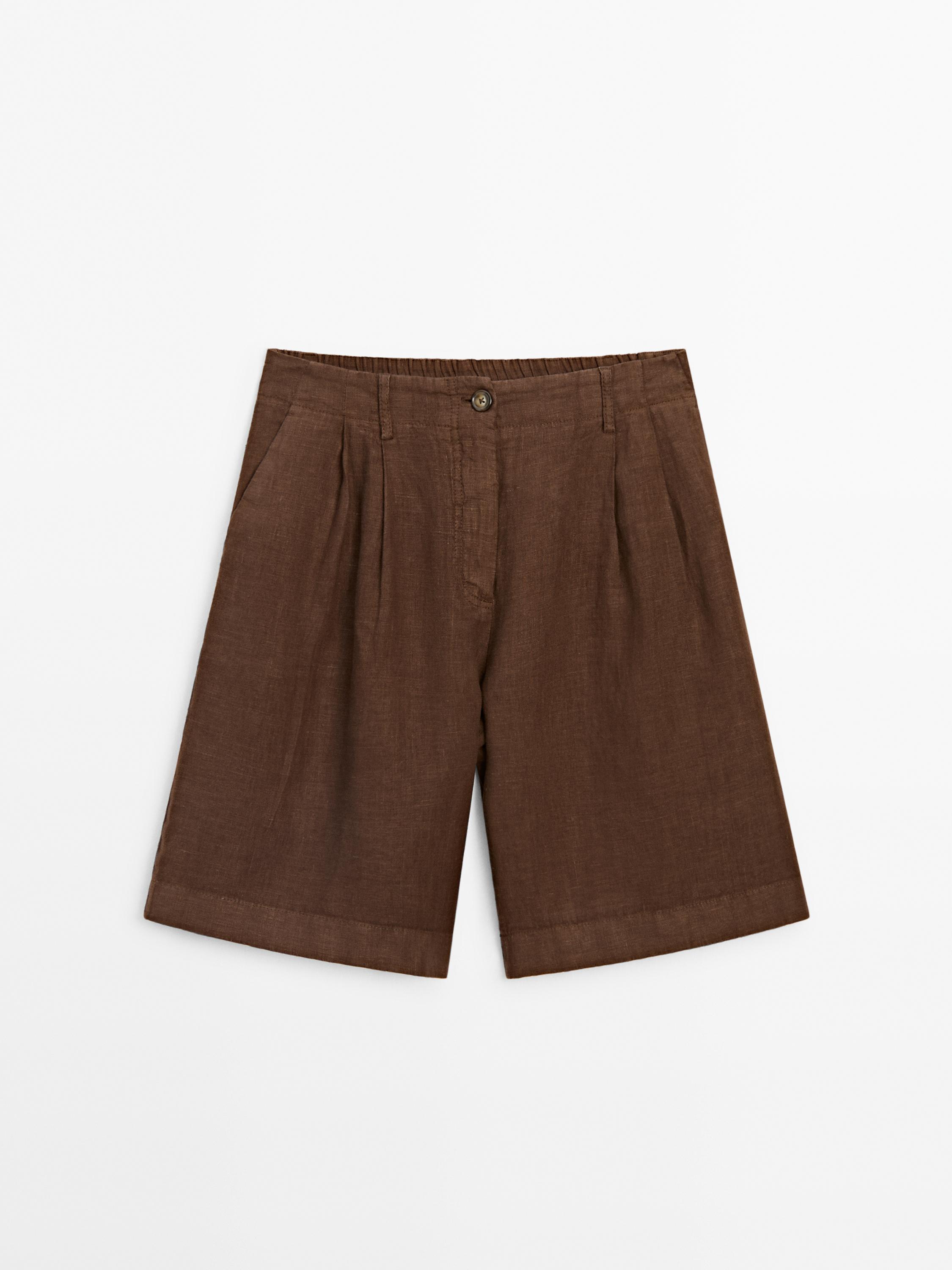 Bermuda lino doble pinza