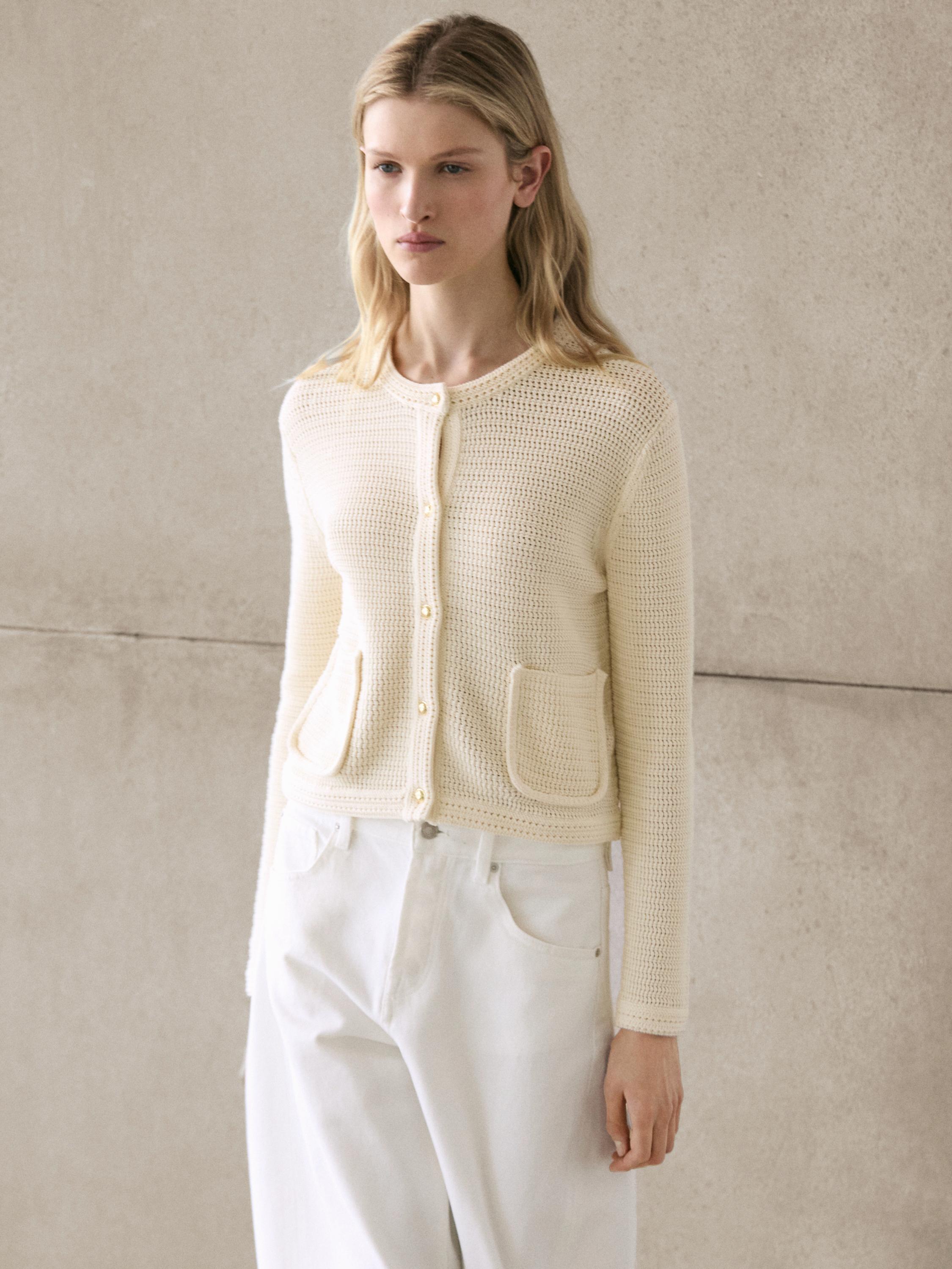 Áo cardigan dệt kim 100% cốt-tông