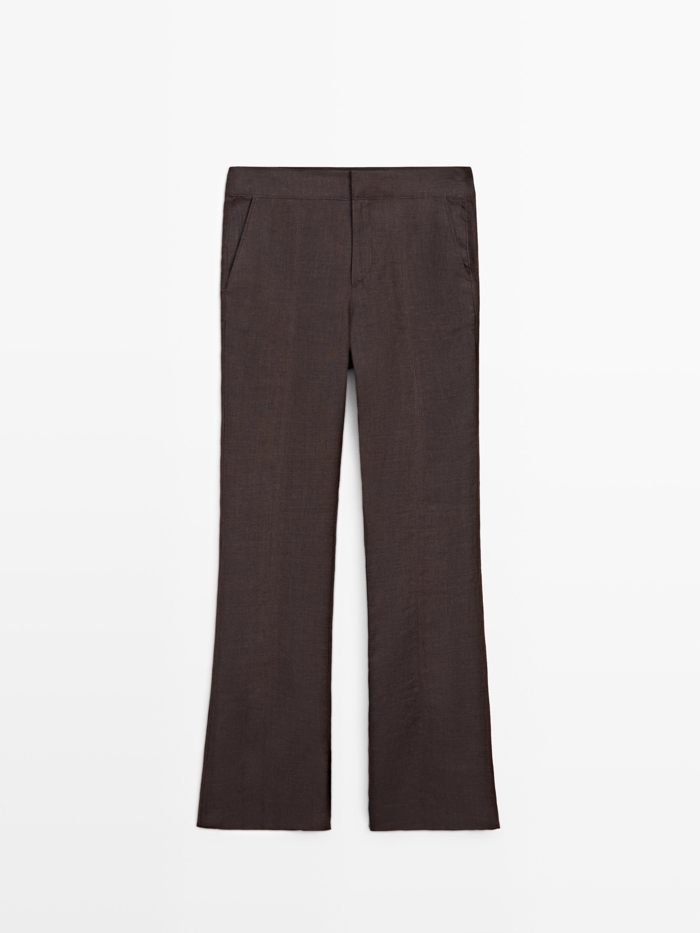 100% linen kick flare trousers