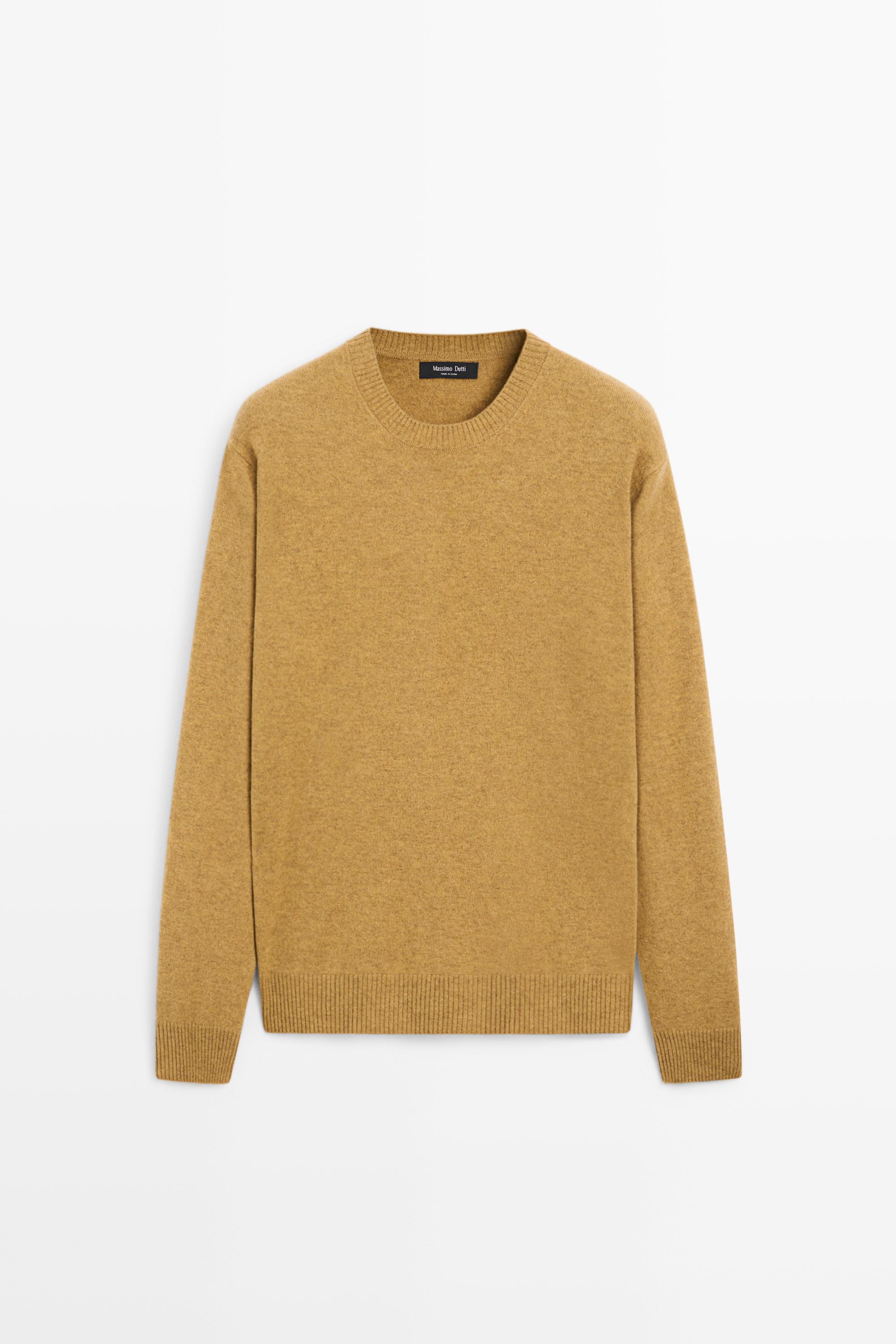Wool blend round neck knit sweater