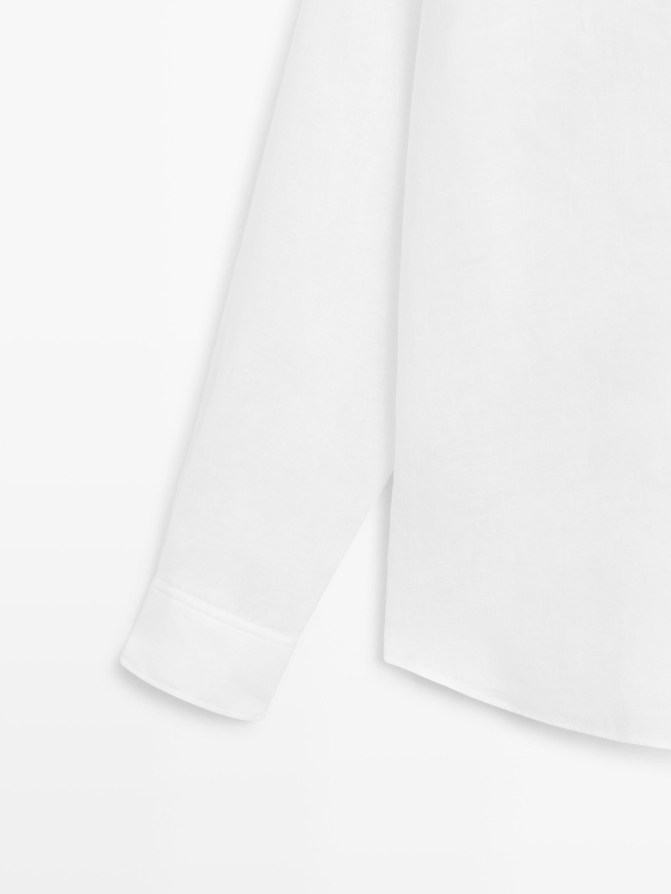100% linen slim fit shirt — WHITE