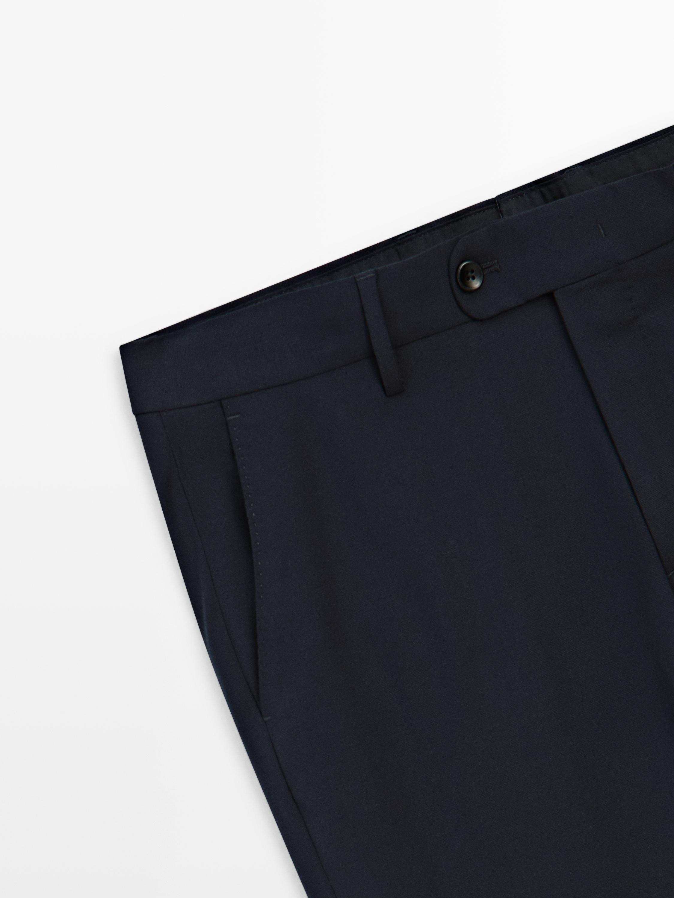 Cool wool blend suit trousers — NAVY BLUE