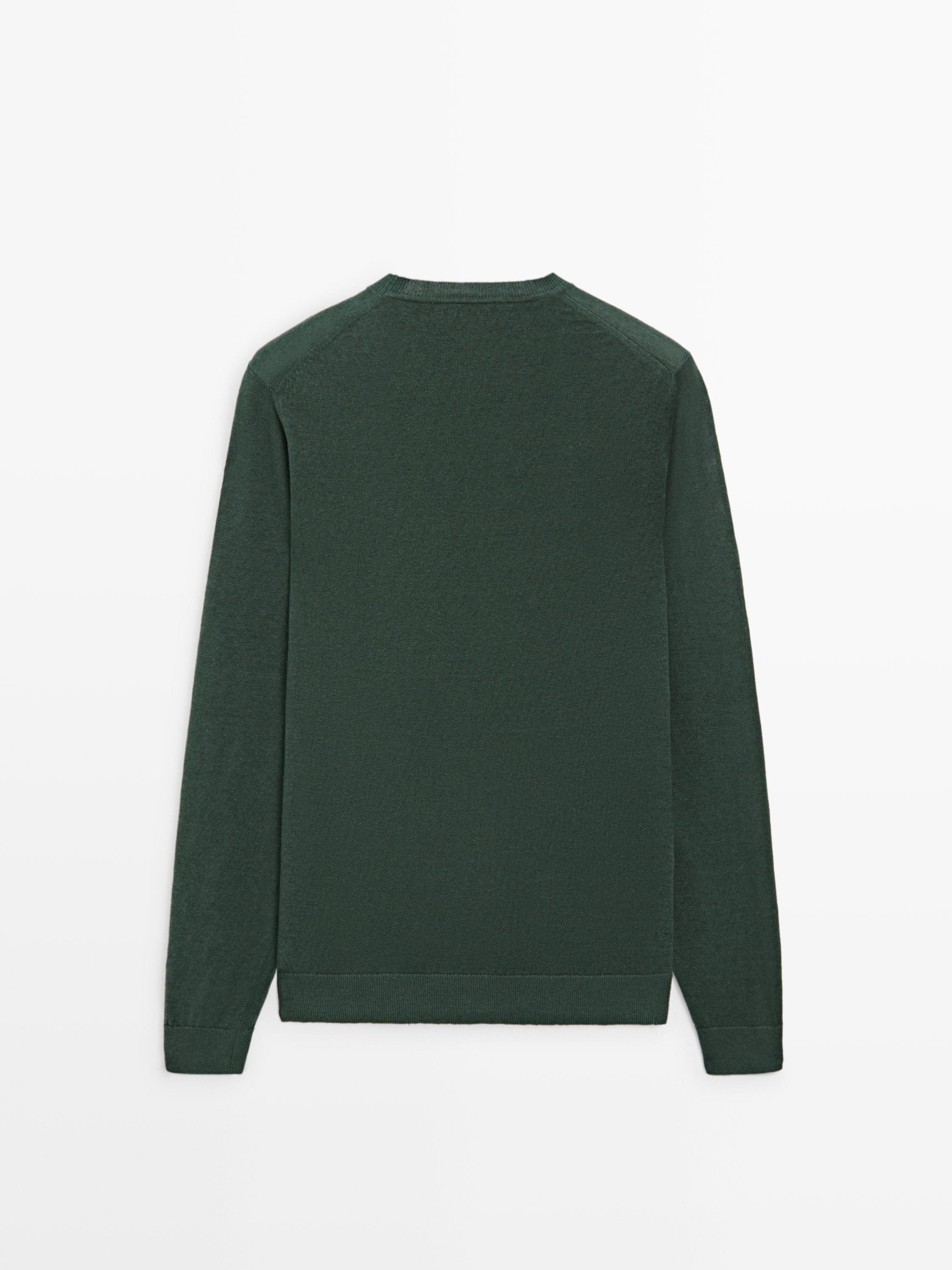 Linen knit crew neck sweater