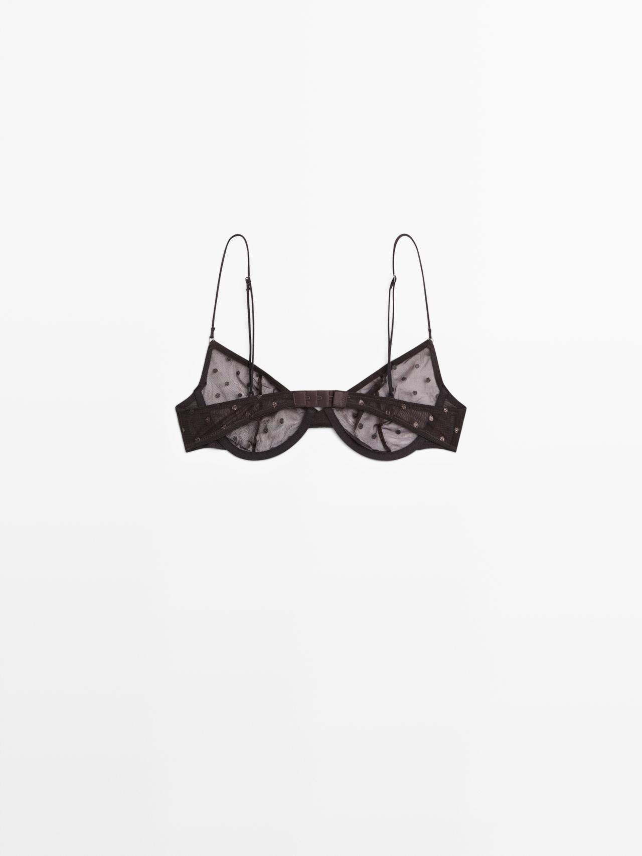 Semi-sheer polka dot bra — MOLE BROWN