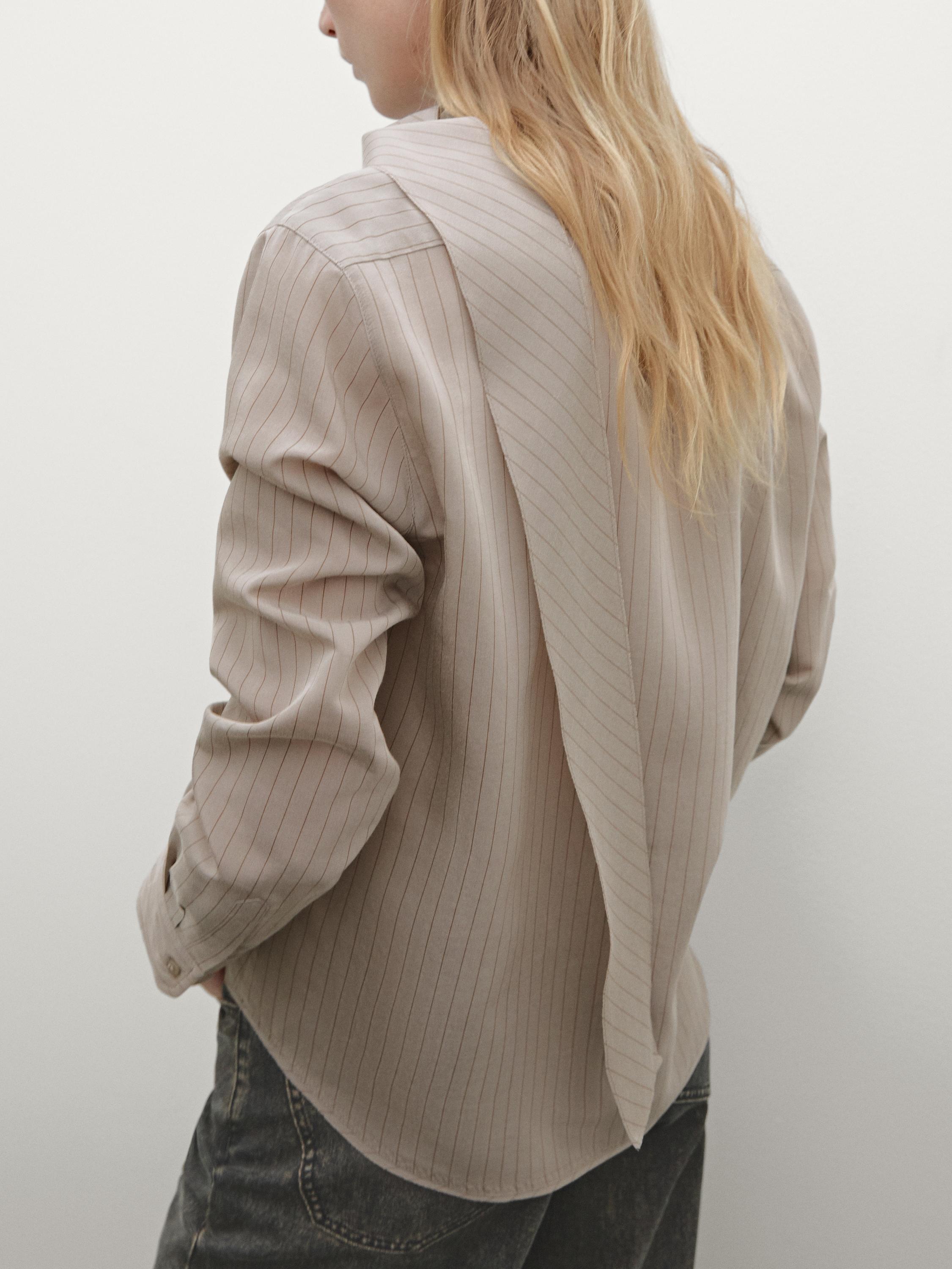Striped shirt with tie detail