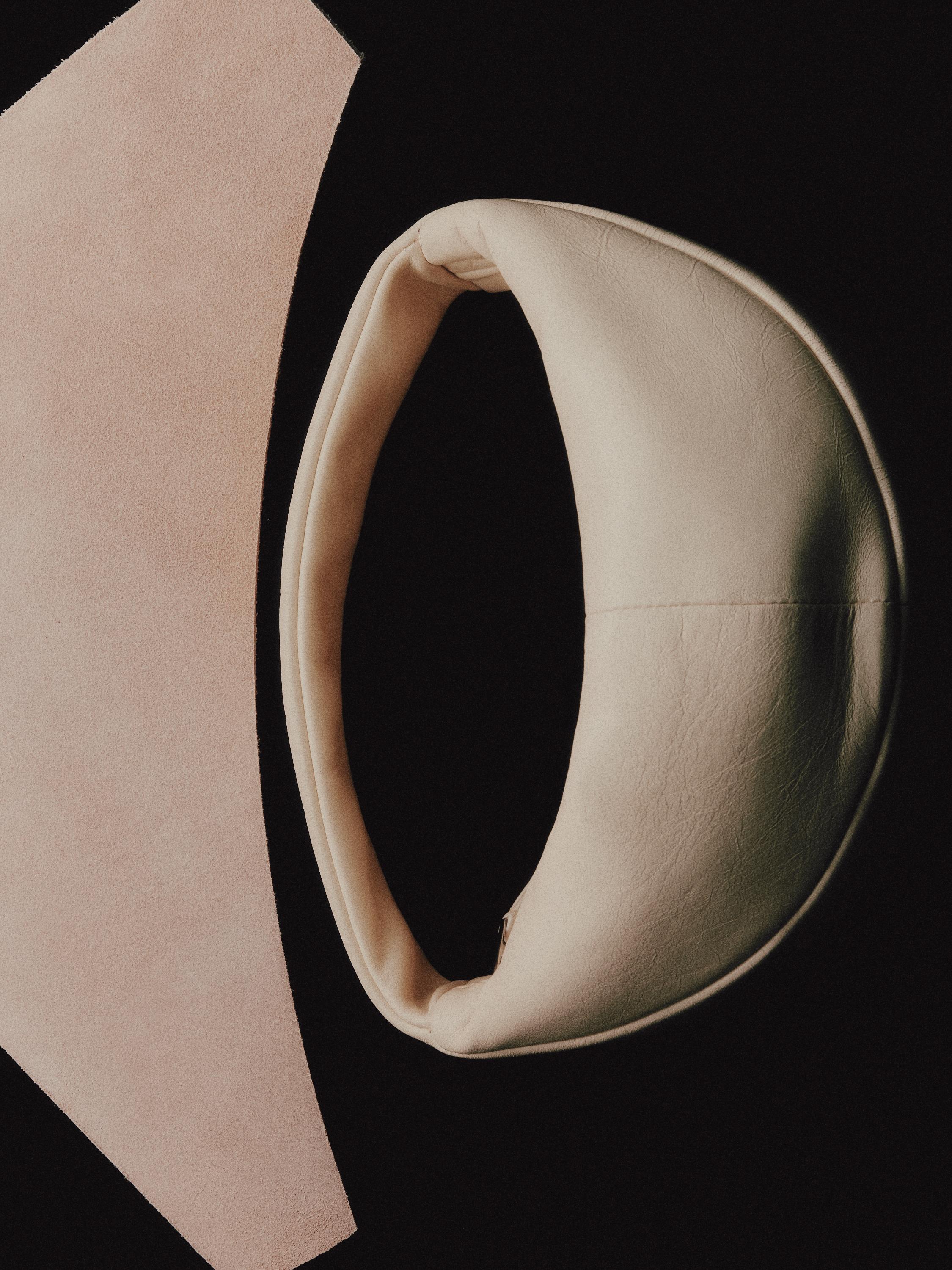 Mini nappa leather half-moon bag — WHITE