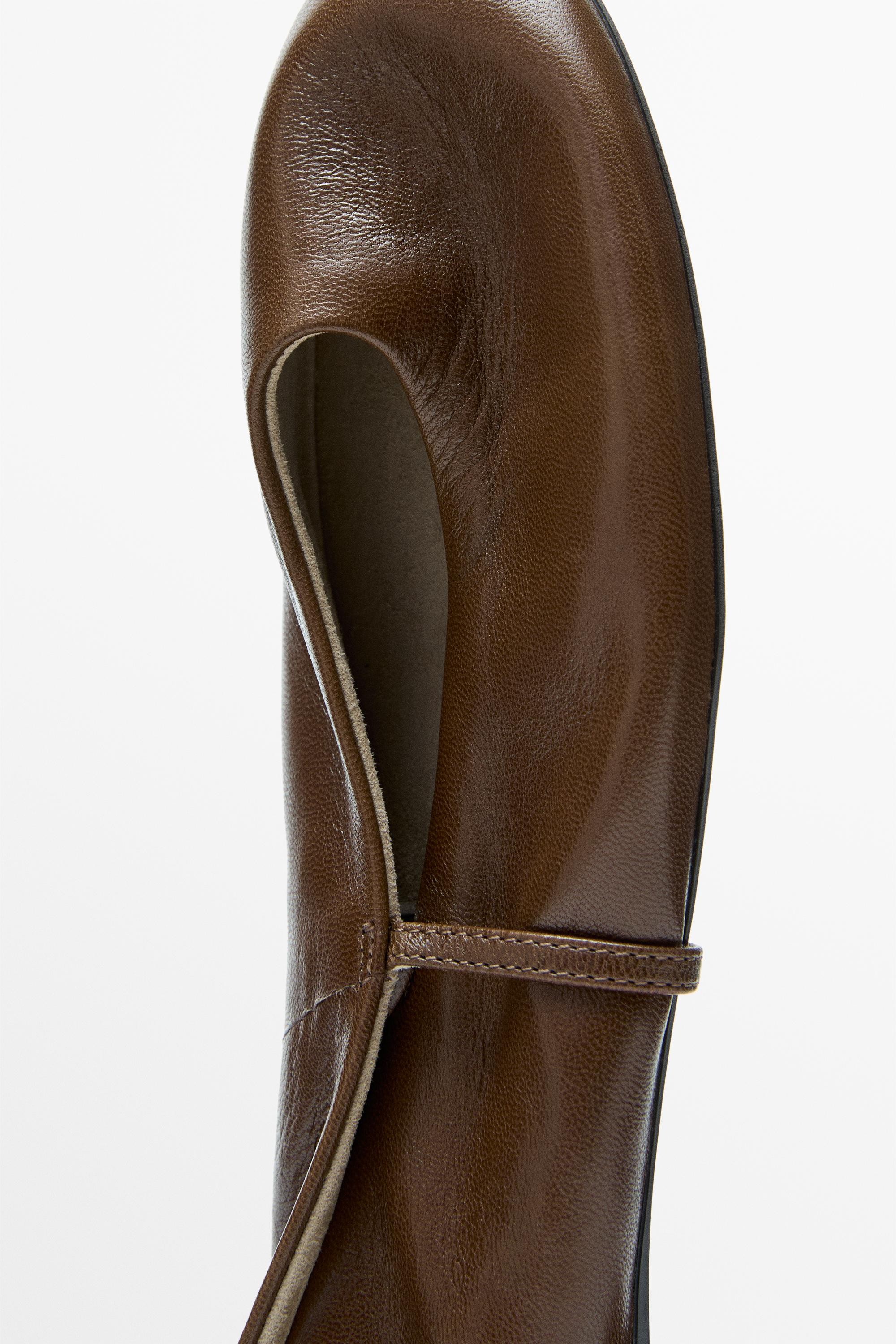 Soft leather ballerinas — HAZELNUT BROWN