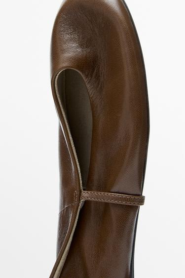 Soft leather ballerinas — HAZELNUT BROWN 8