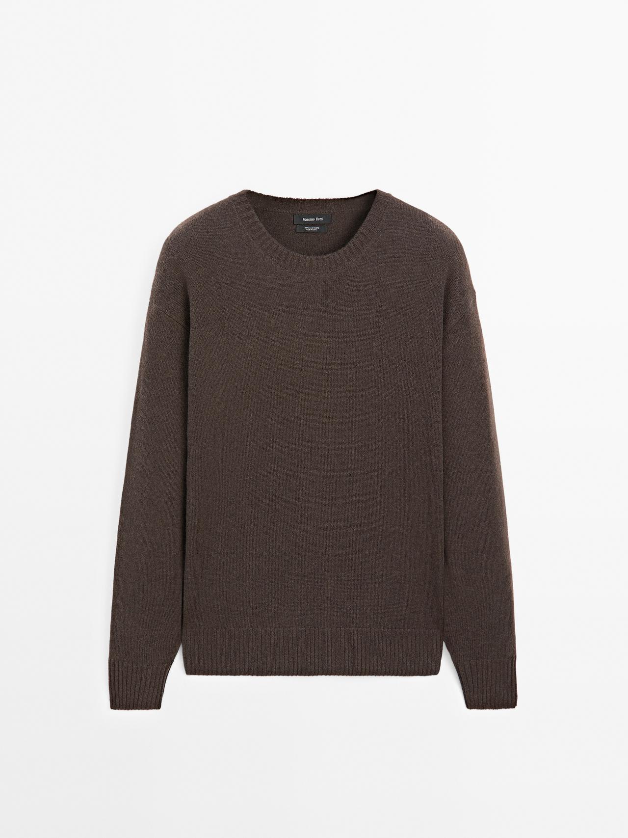 Massimo Dutti - Herre - Trøje I 100 % Kashmir - Chokolade - S