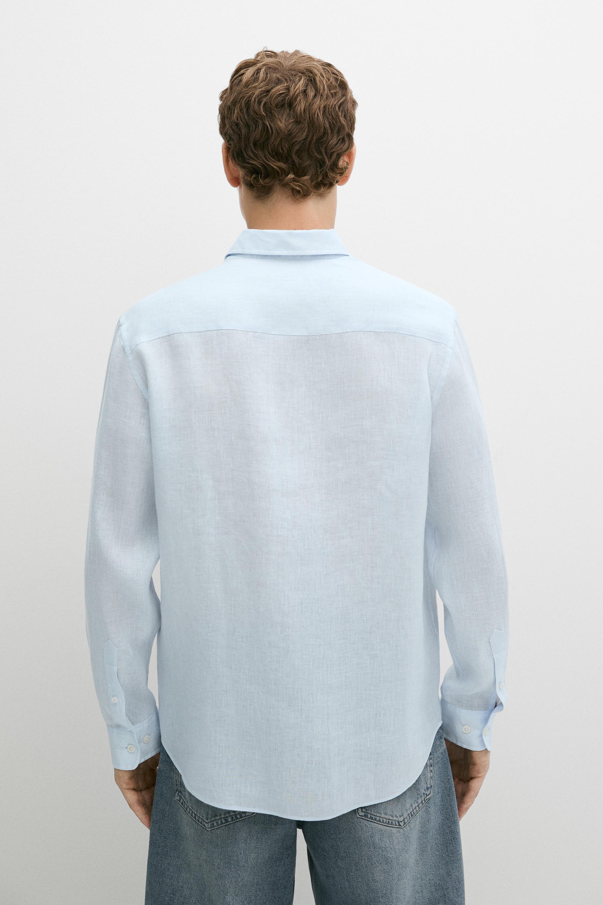 100% linen regular fit shirt — Sky blue