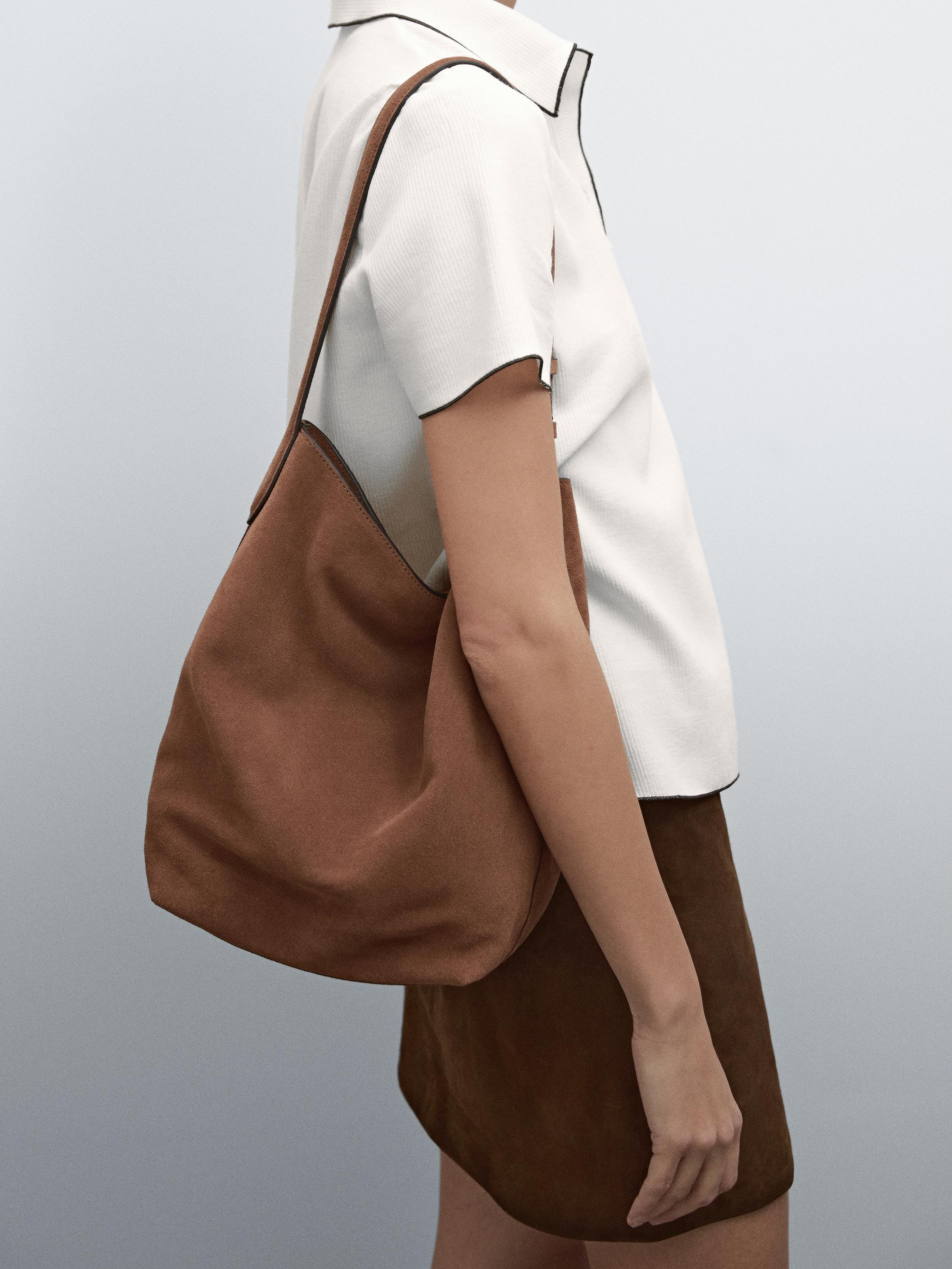 Bolso bucket piel serraje