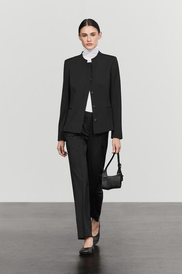 100% cool wool straight fit trousers — BLACK 1