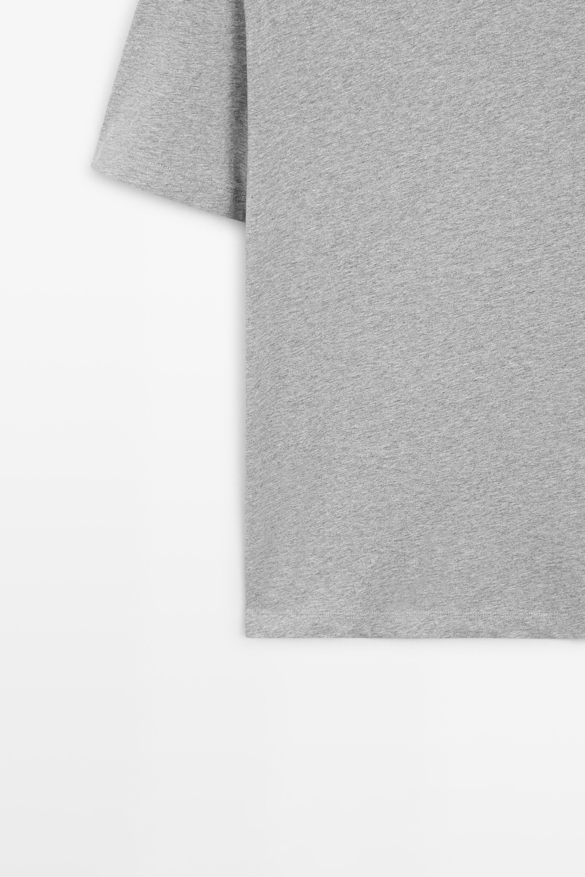 100% cotton V-neck T-shirt — GREY MARL