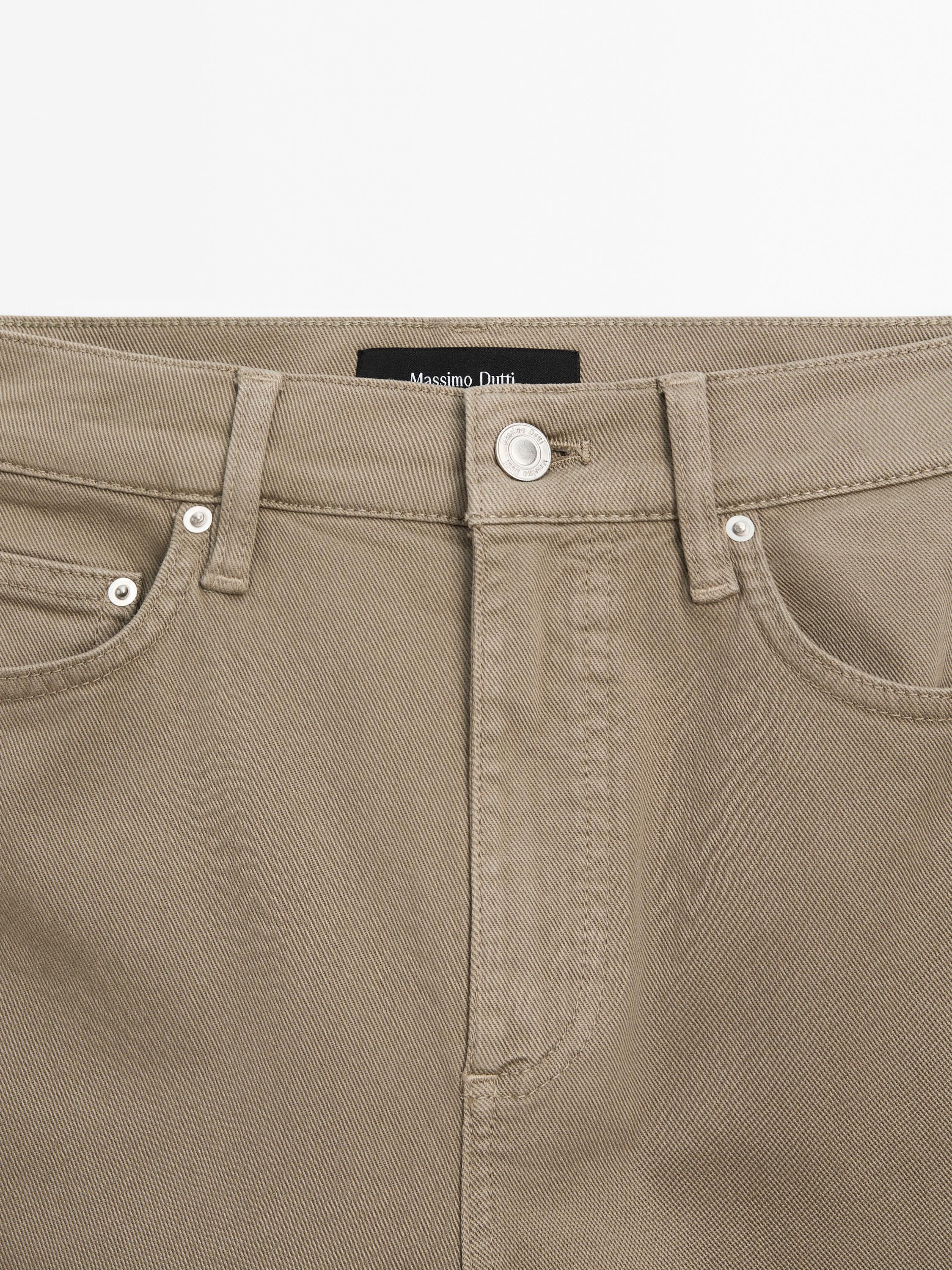 High-waist straight fit denim trousers