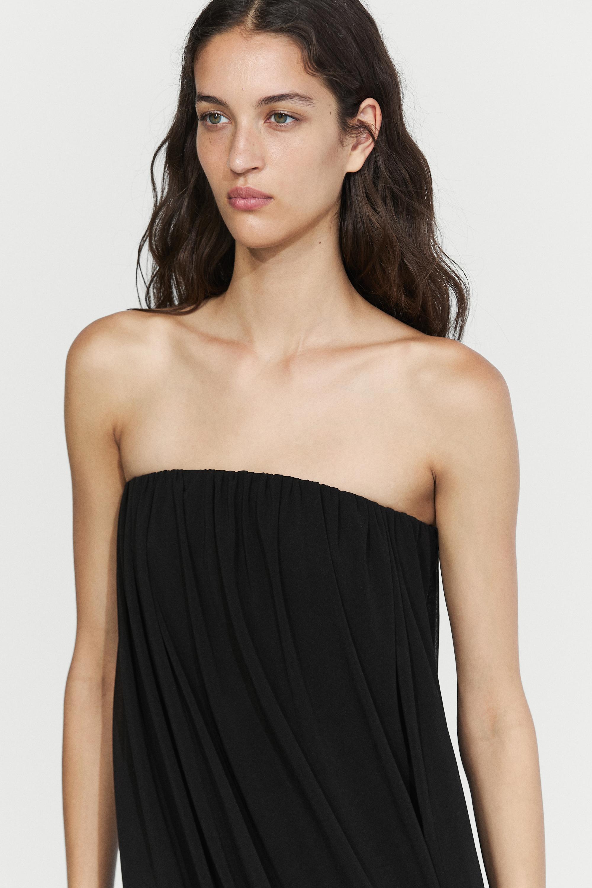 Strapless flowing top — BLACK