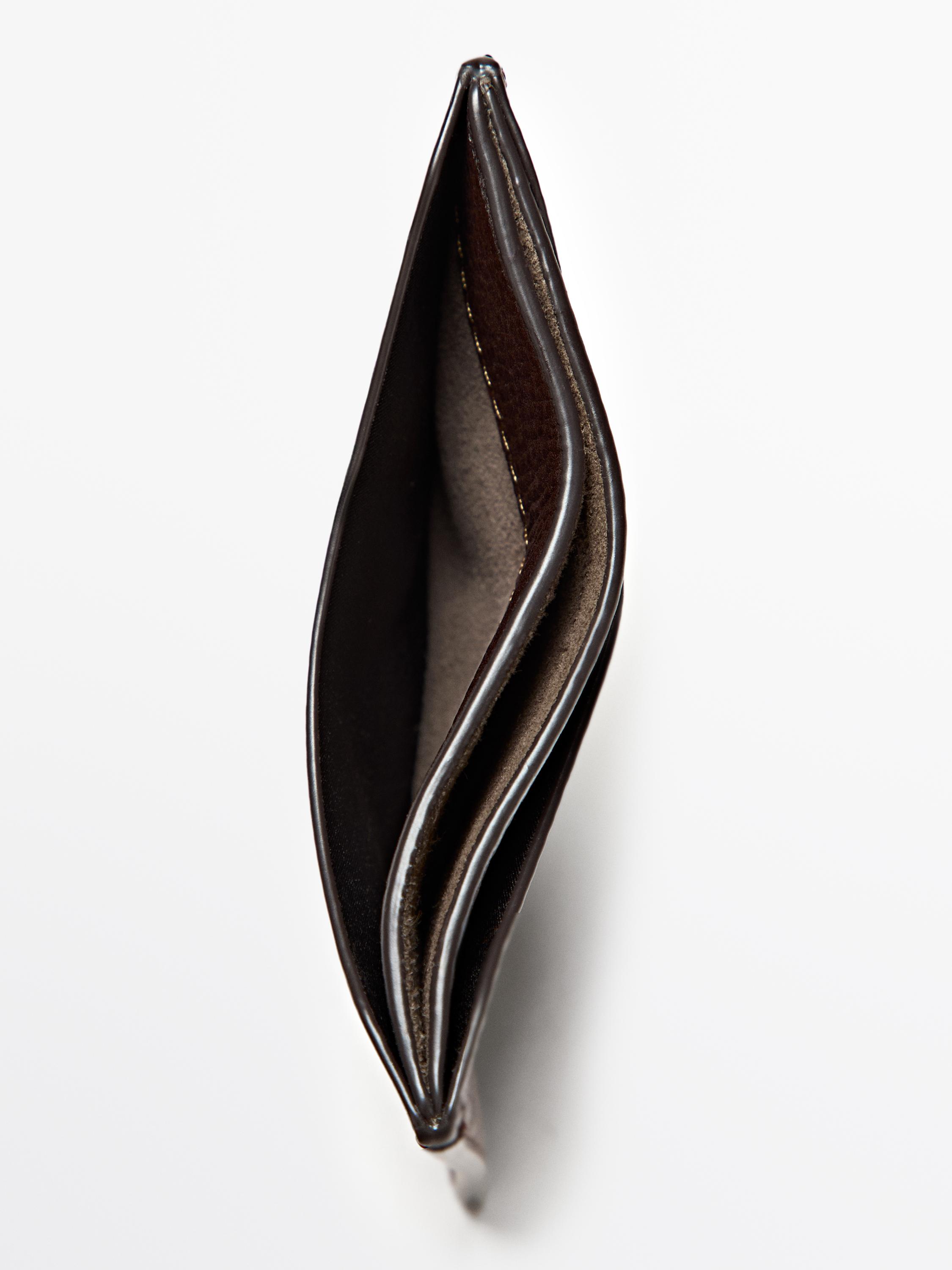 Nappa leather card holder — BROWN