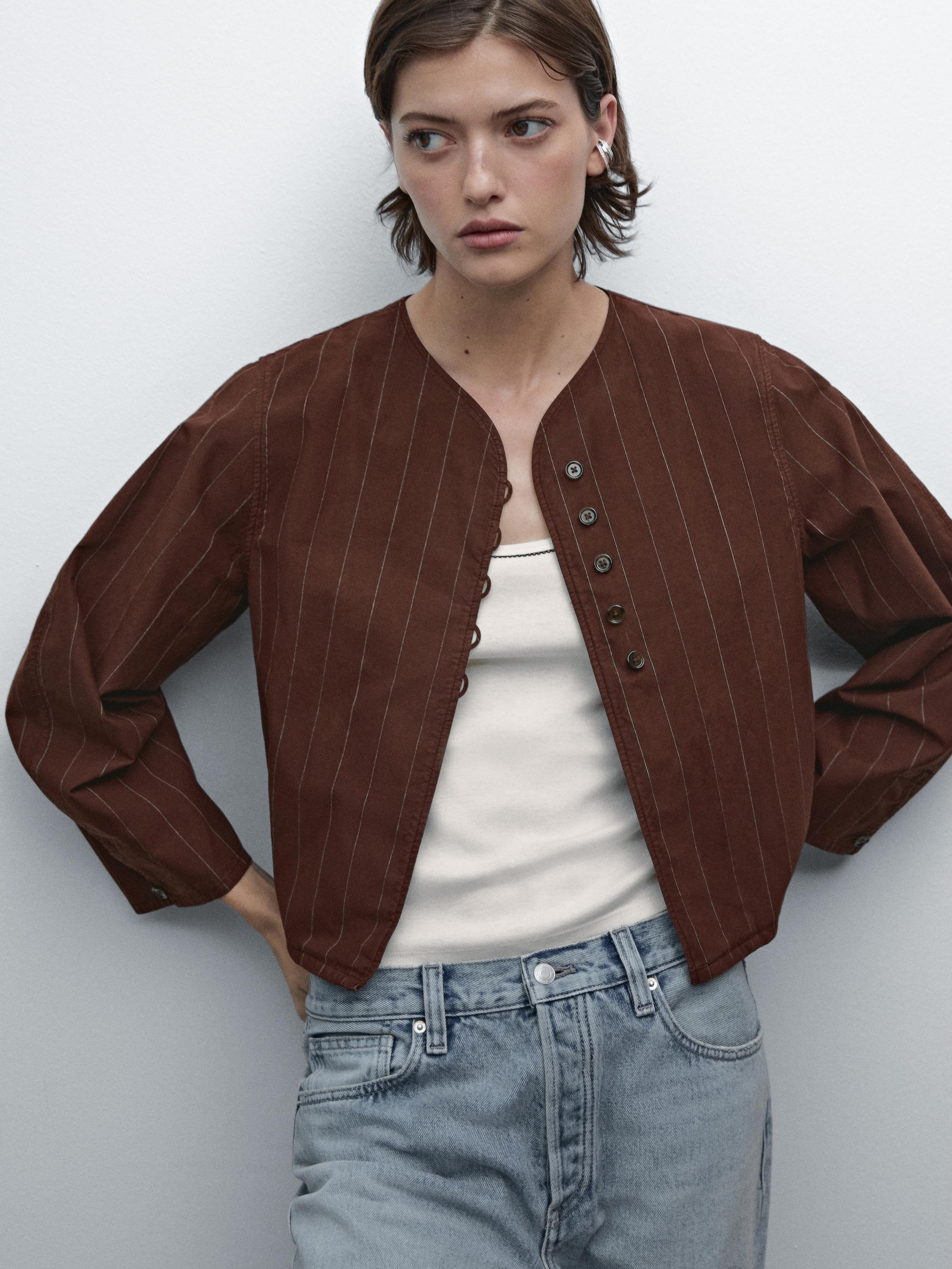 Veste fluide en coton mélangé