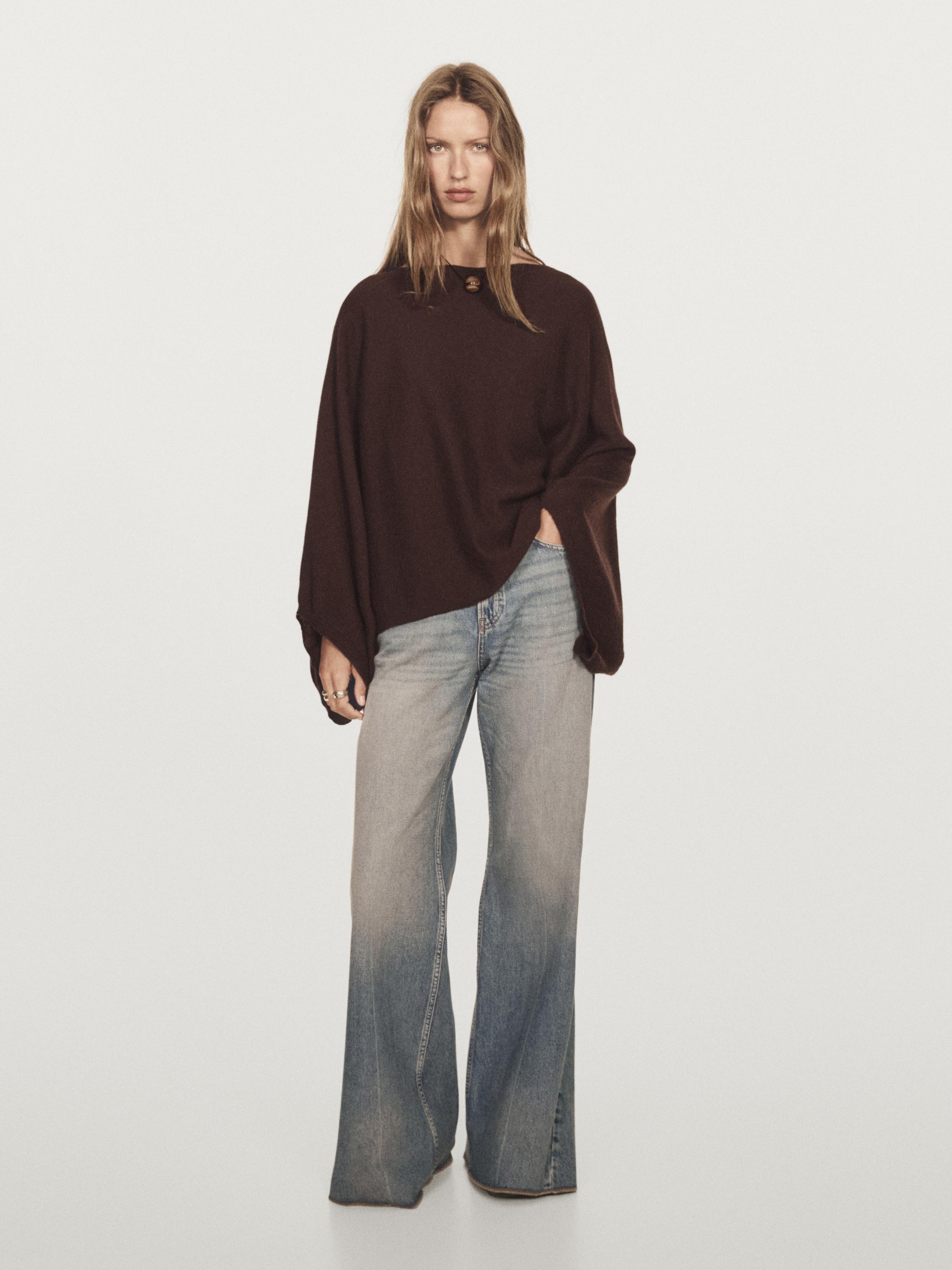 100% cashmere short knit cape