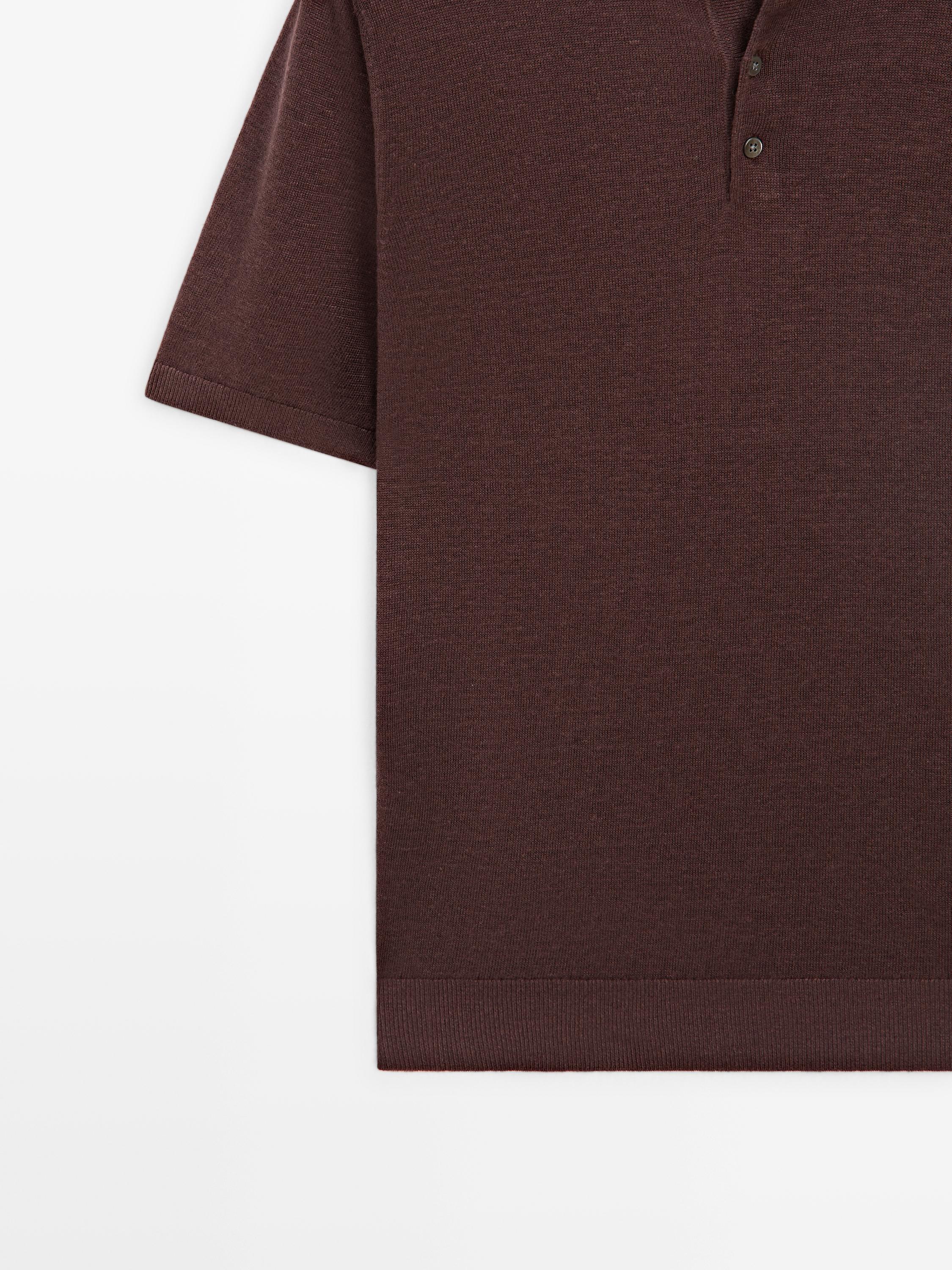 Linen knit polo sweater — BURGUNDY