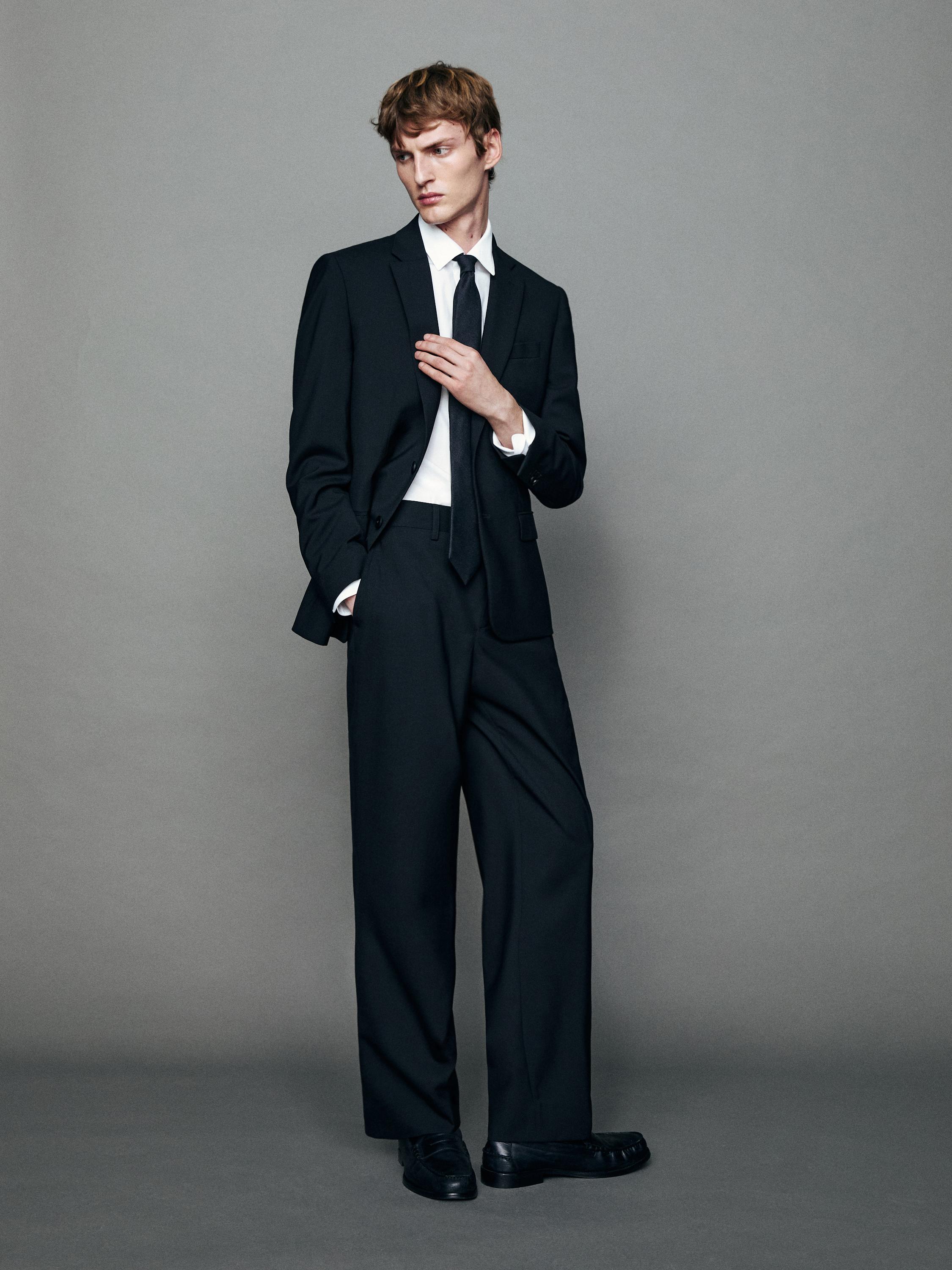 100% cool wool suit blazer — BLACK