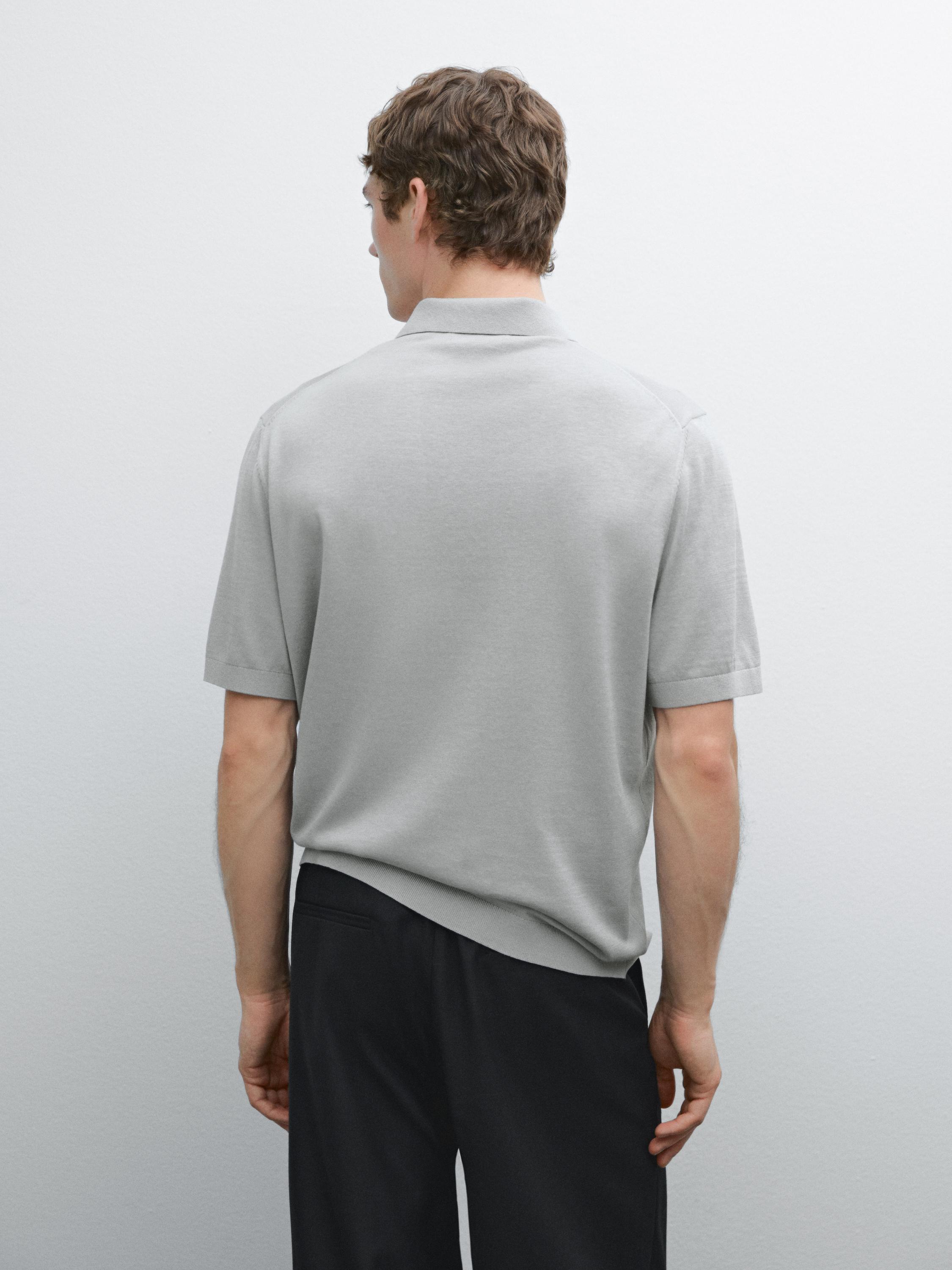 Cotton blend knit polo shirt