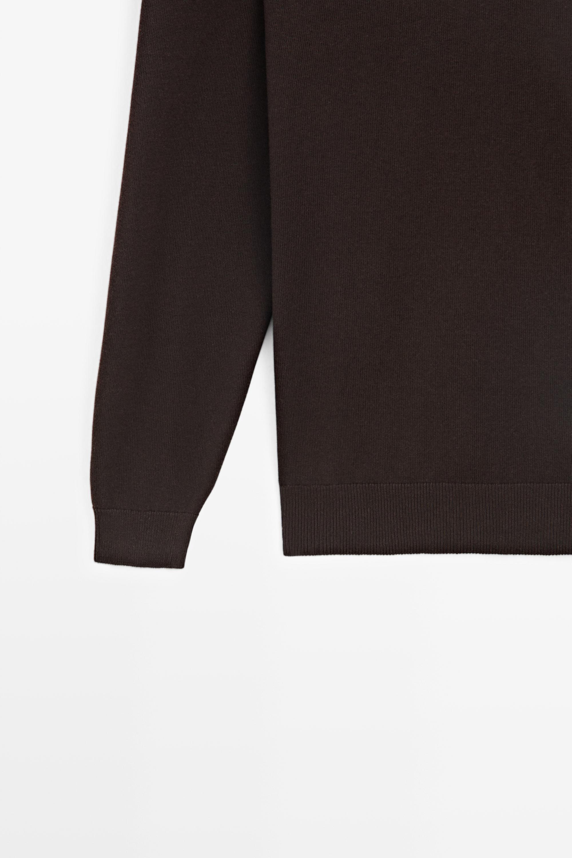 Polo collar knit sweater — BROWN