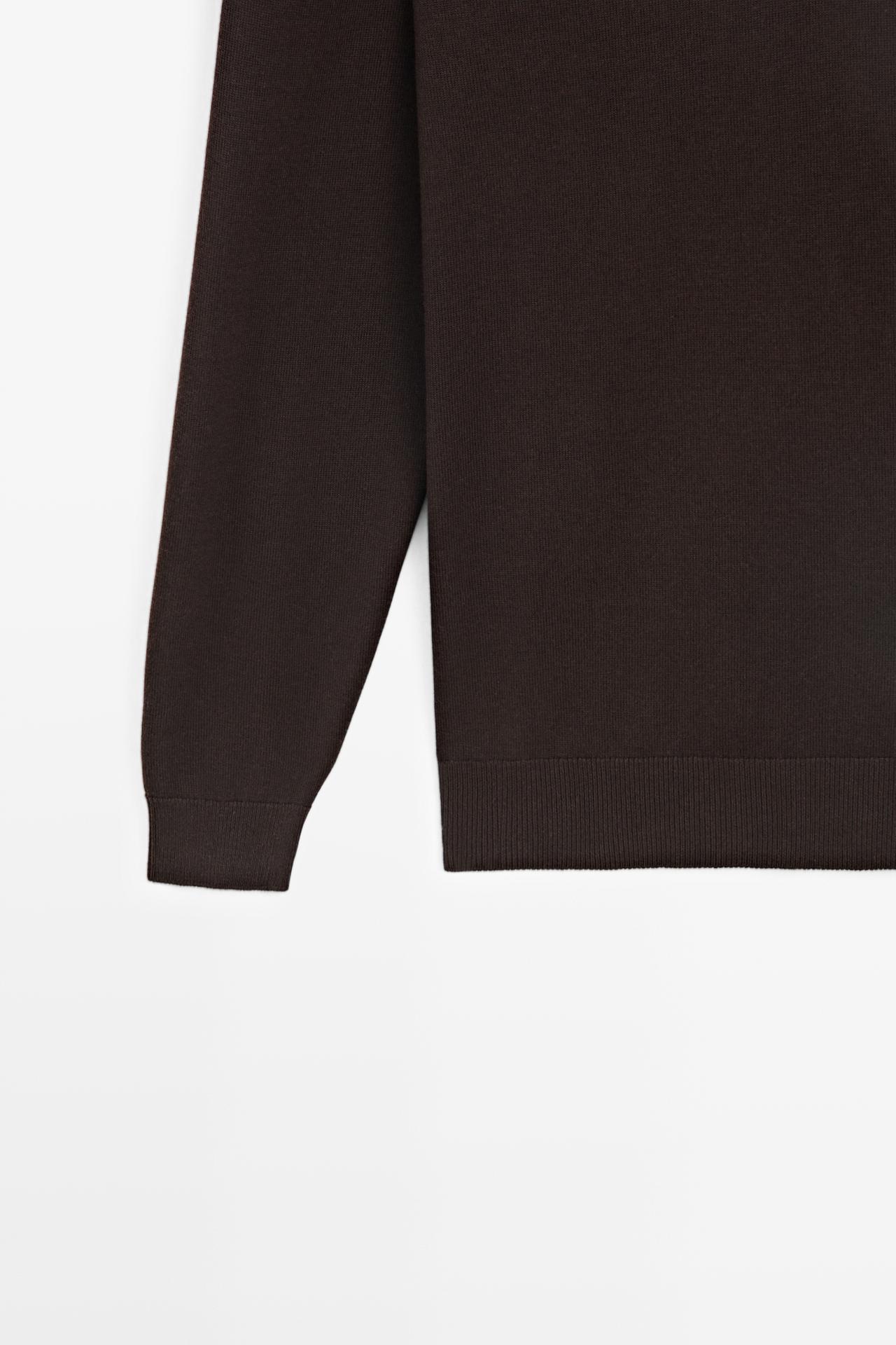 Polo collar knit sweater — BROWN