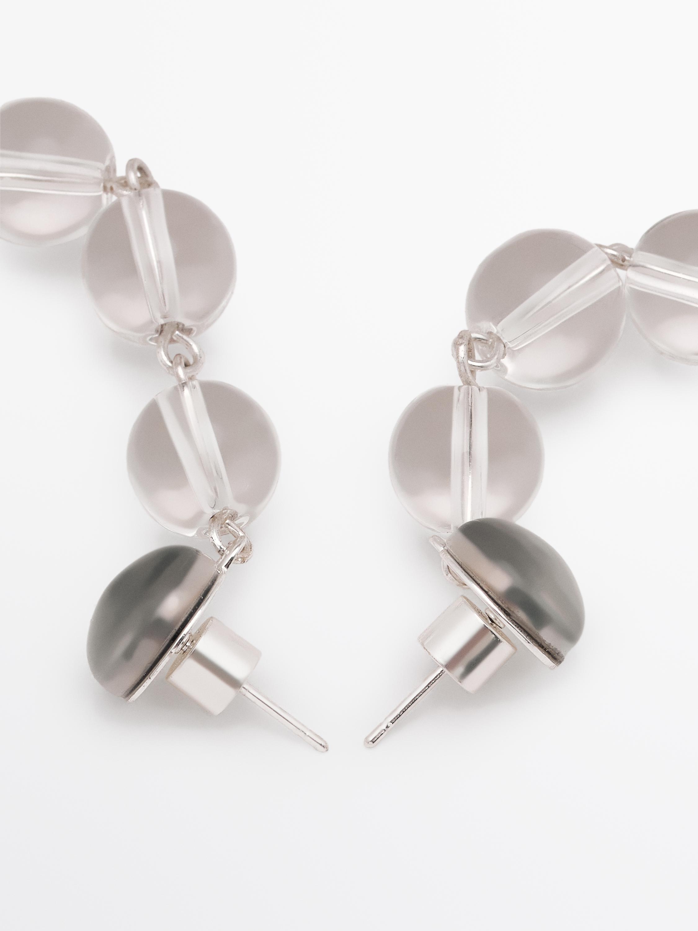 Crystal ball dangle earrings · Silver · Accessories | Massimo Dutti