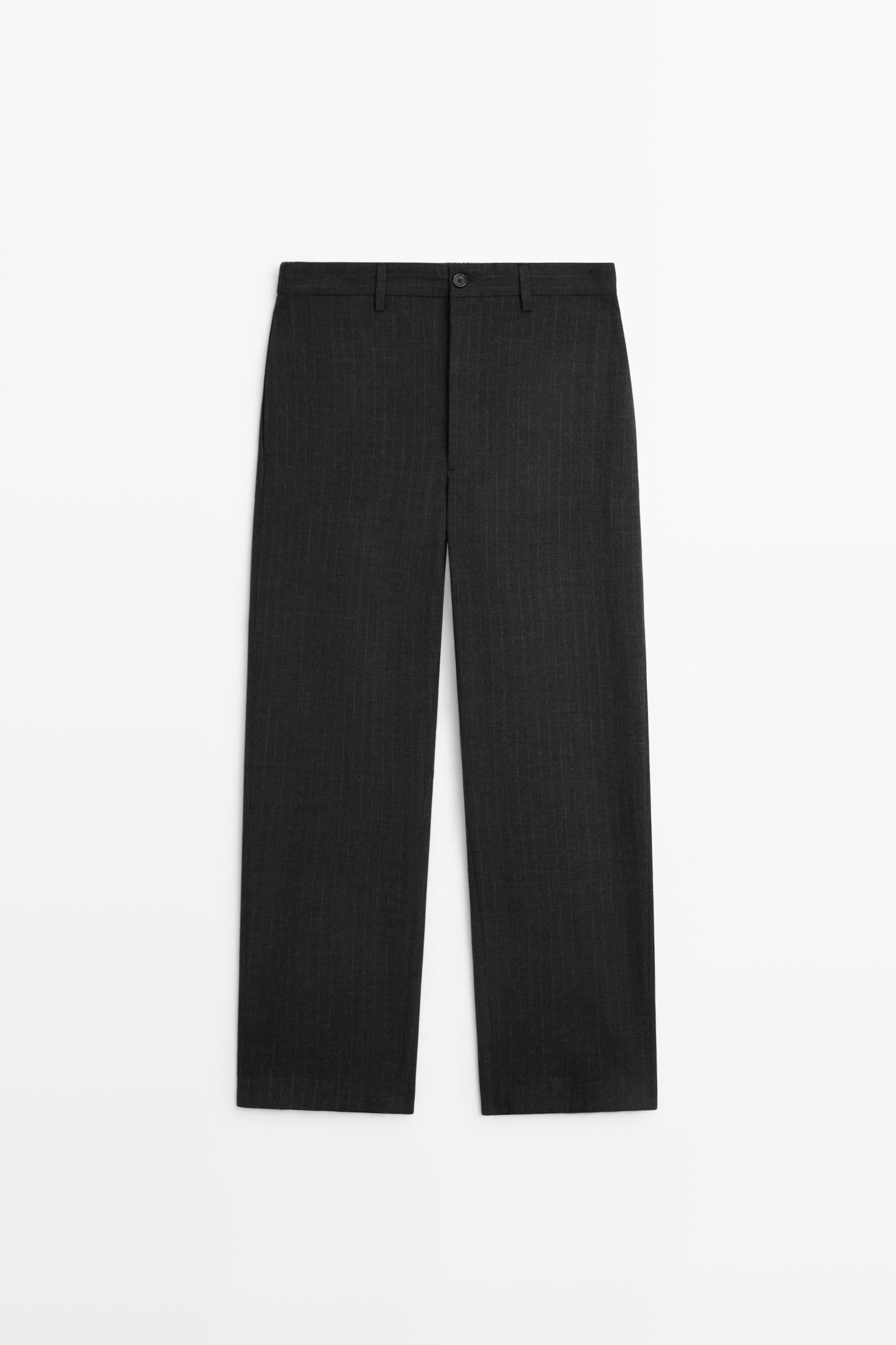 Pantalón relaxed fit rayas 100% lana