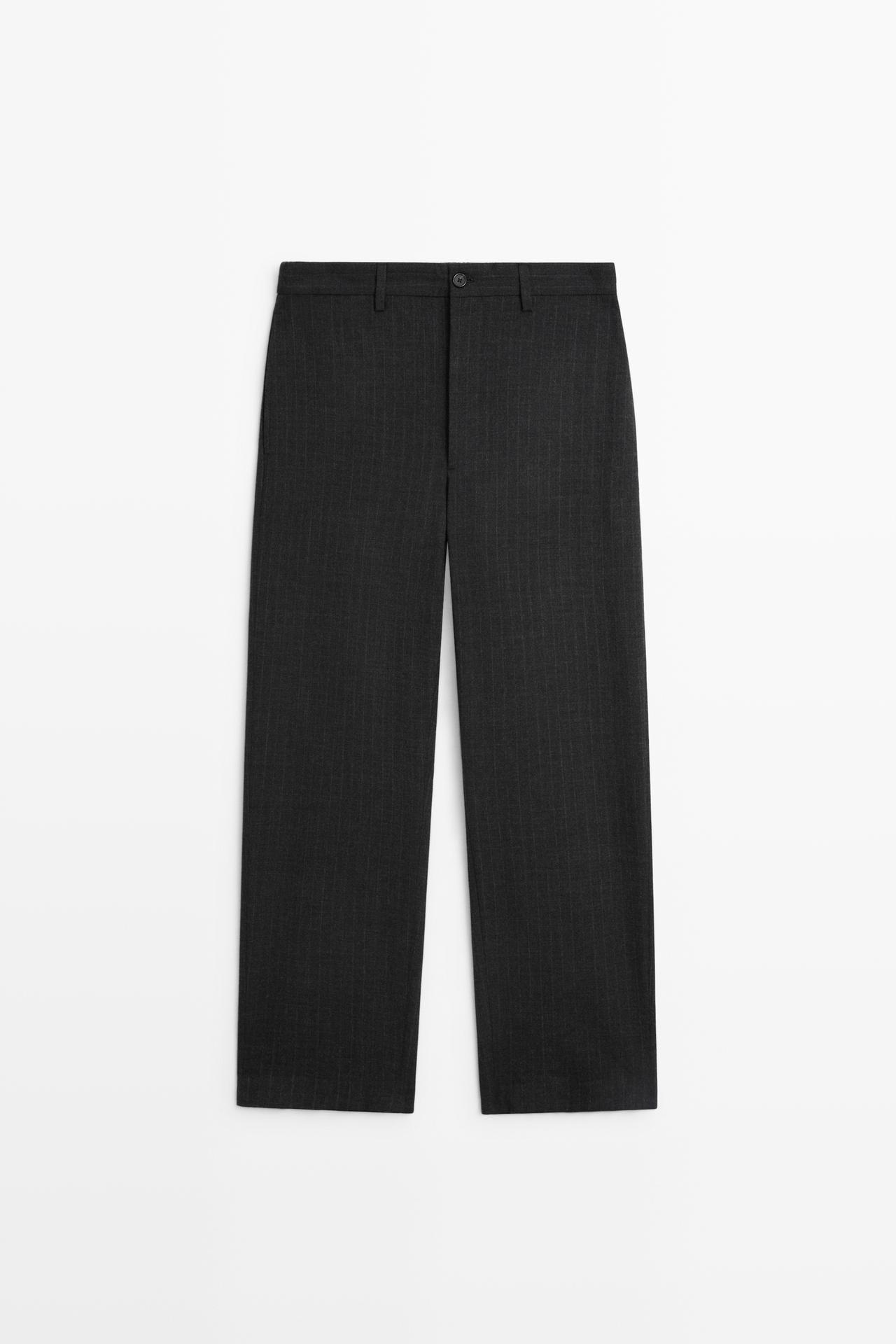 100% wool striped relaxed fit trousers — ANTHRACITE GREY