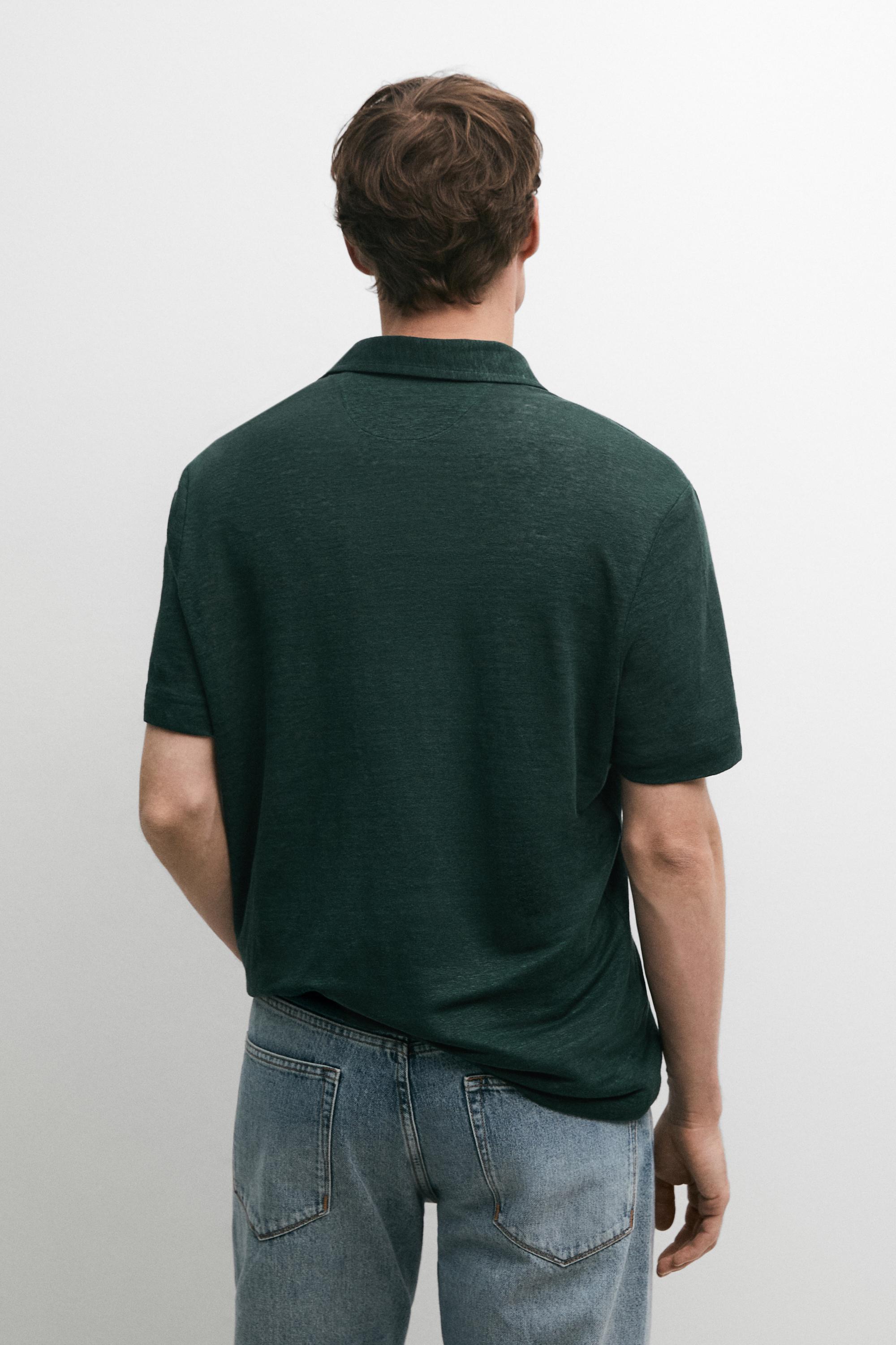 100% linen short sleeve polo shirt — BOTTLE