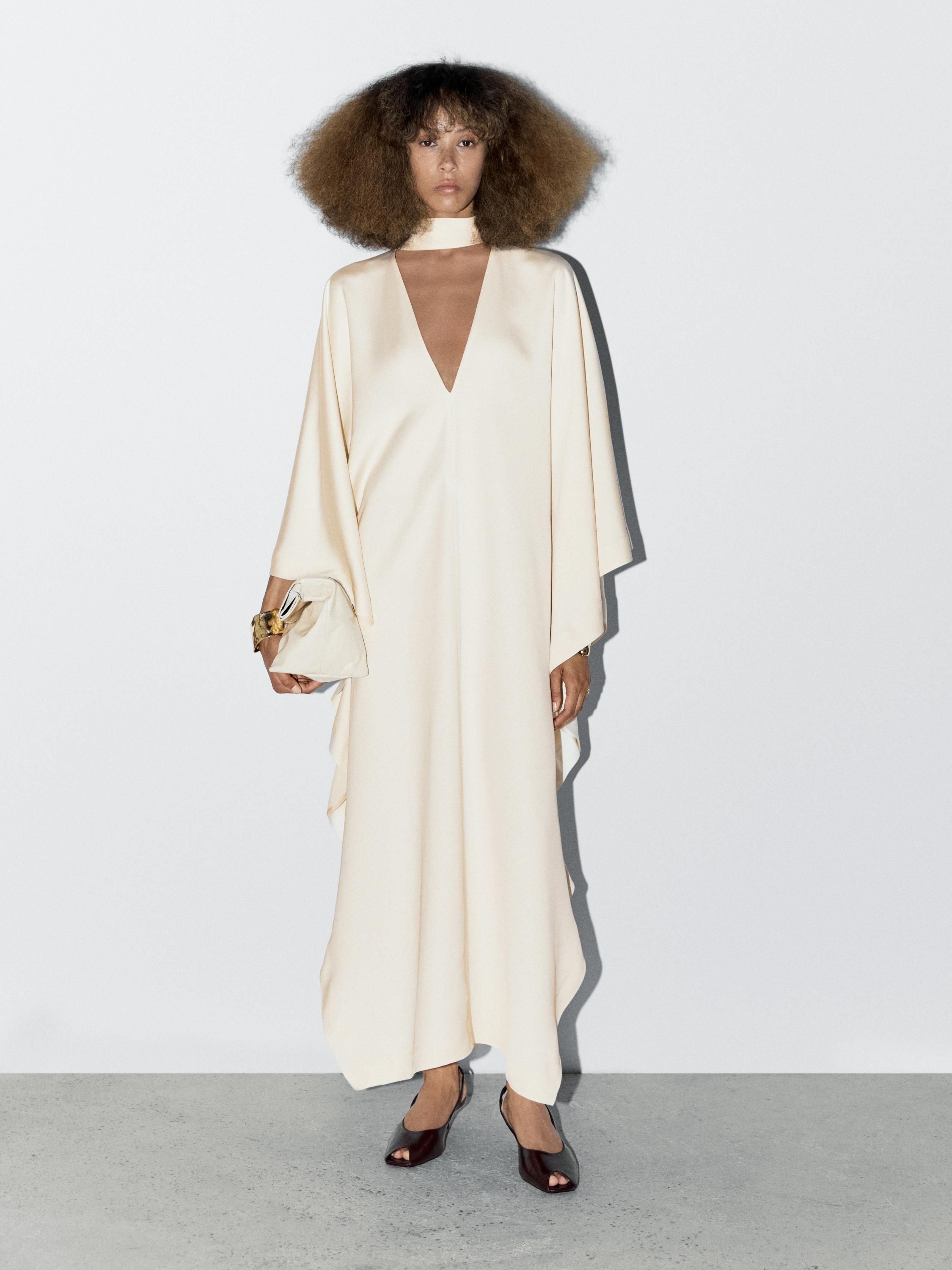 Vestido túnica comprido acetinado - STUDIO