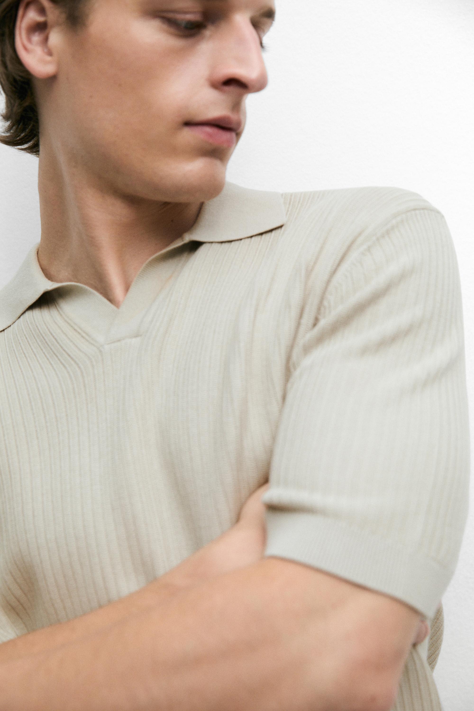 Regular fit cotton knit polo shirt — Green