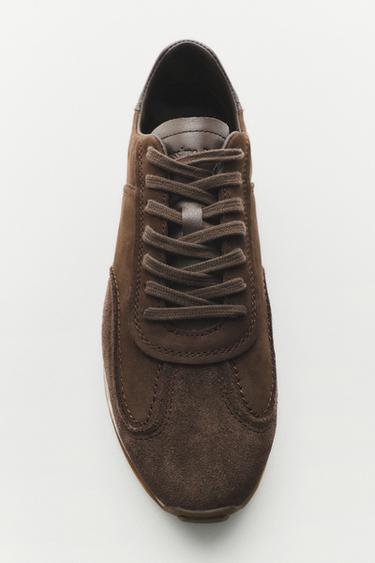Milled nappa leather sneaker — BROWN 6