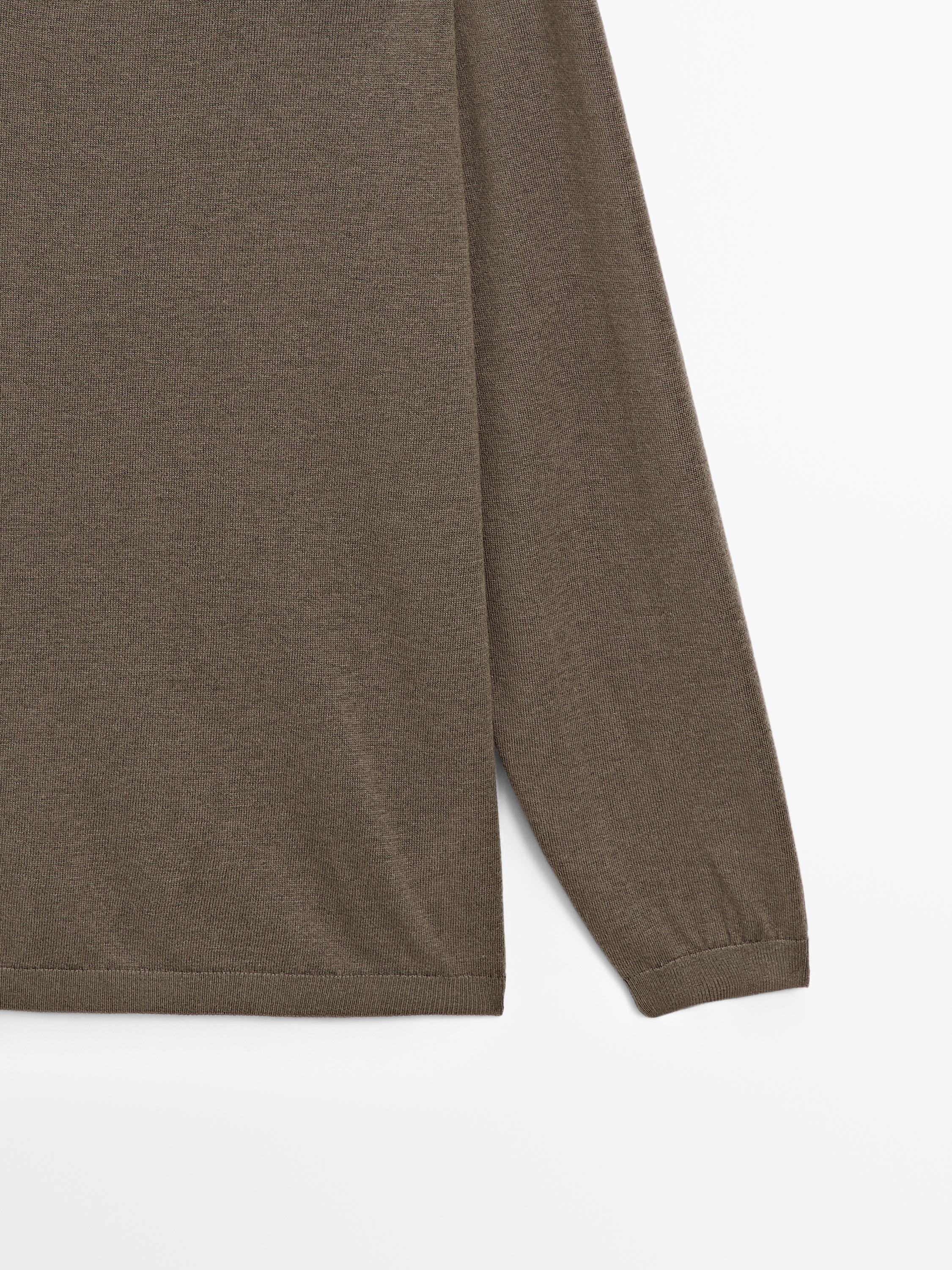 Wool blend knit sweater with polo collar